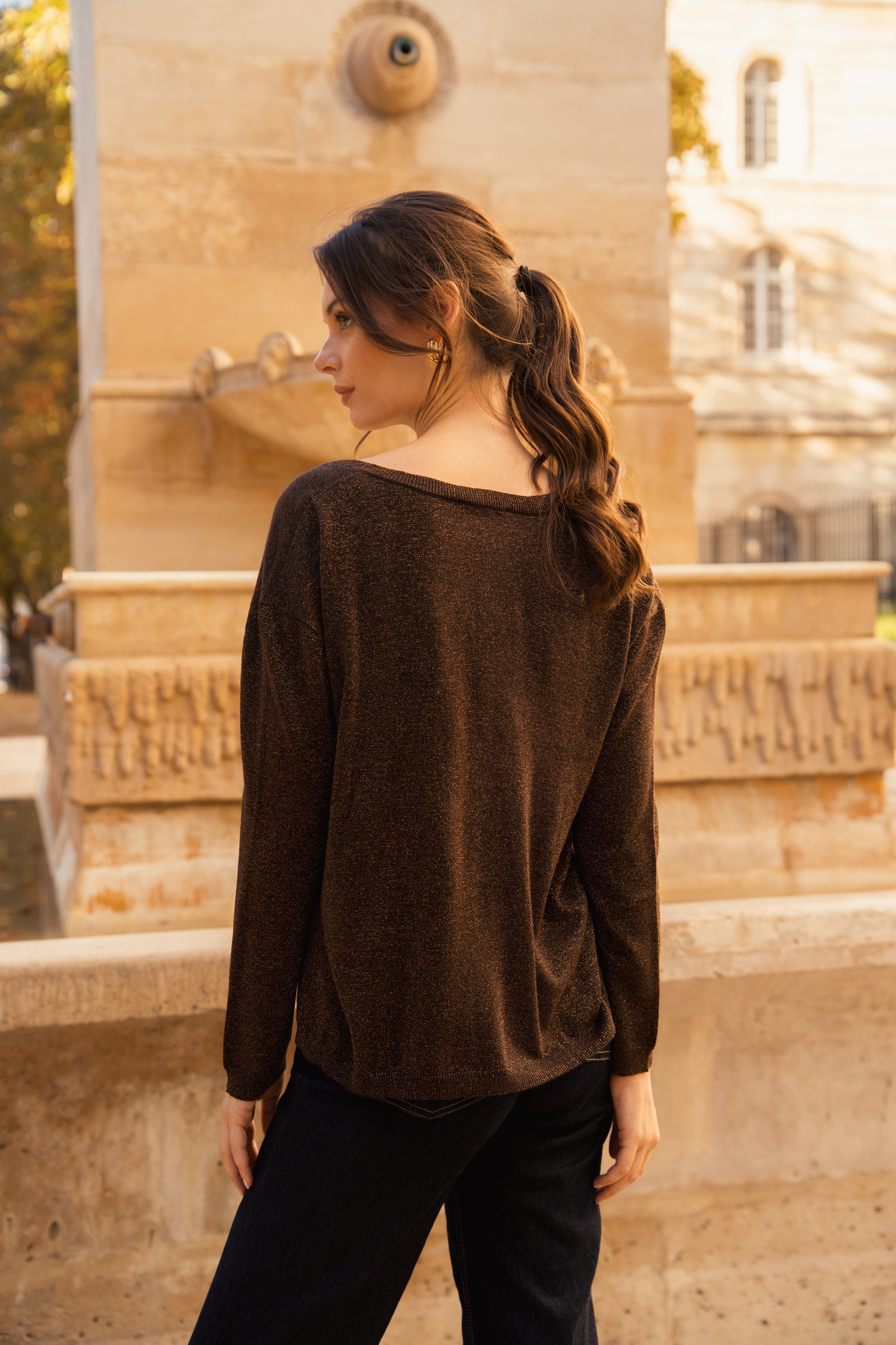 Pull V oversize lurex