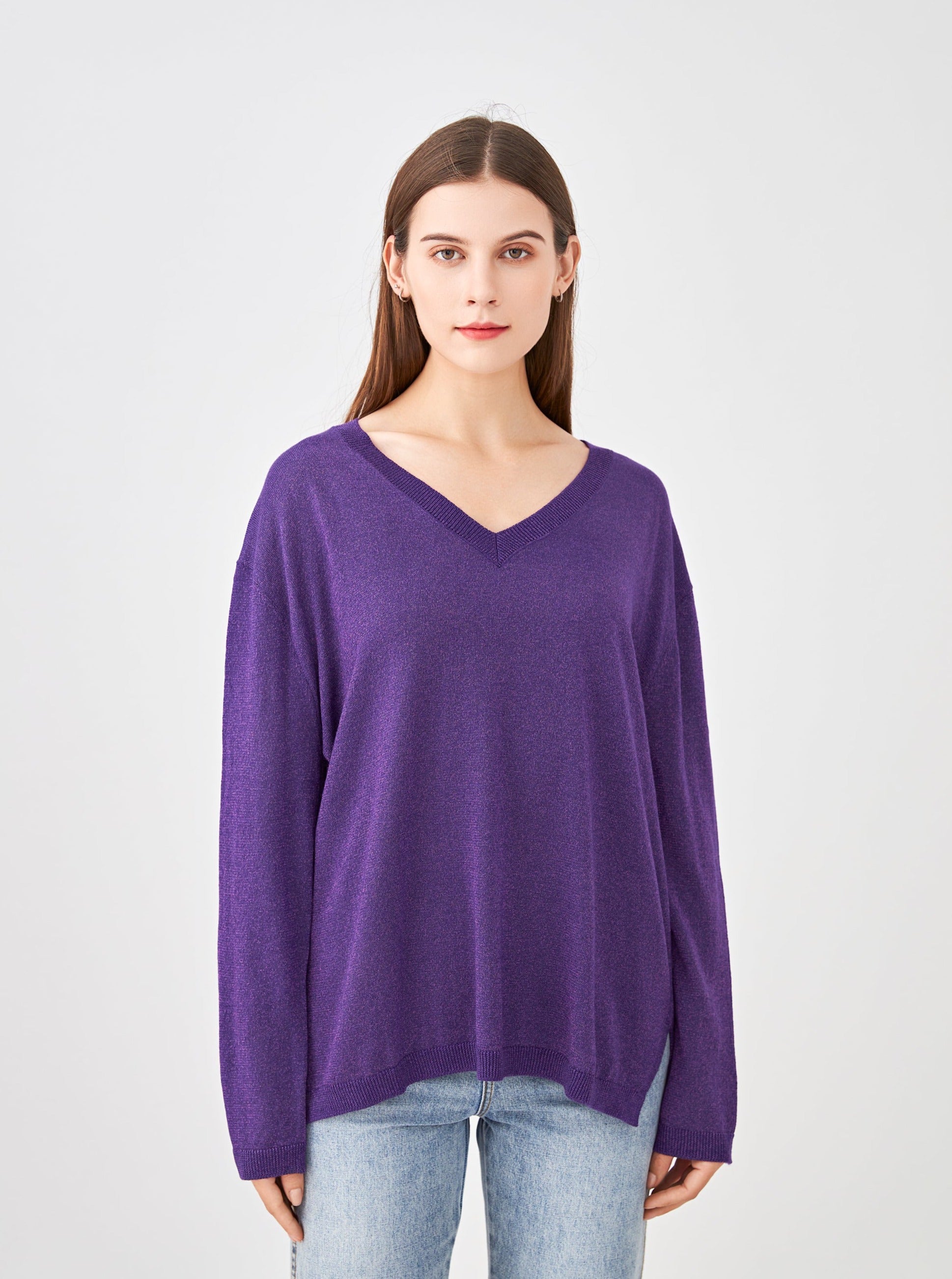 Pull V oversize lurex