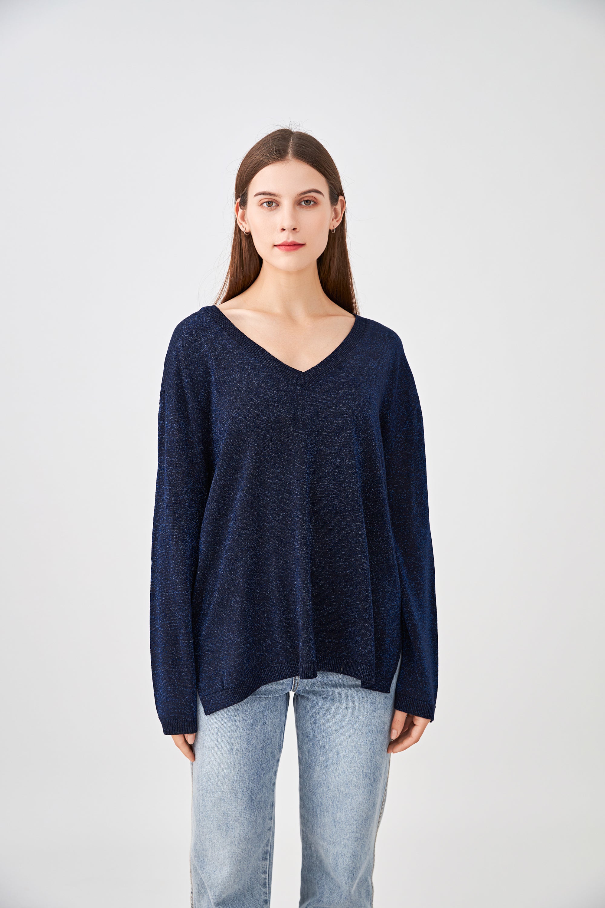 Pull V oversize lurex