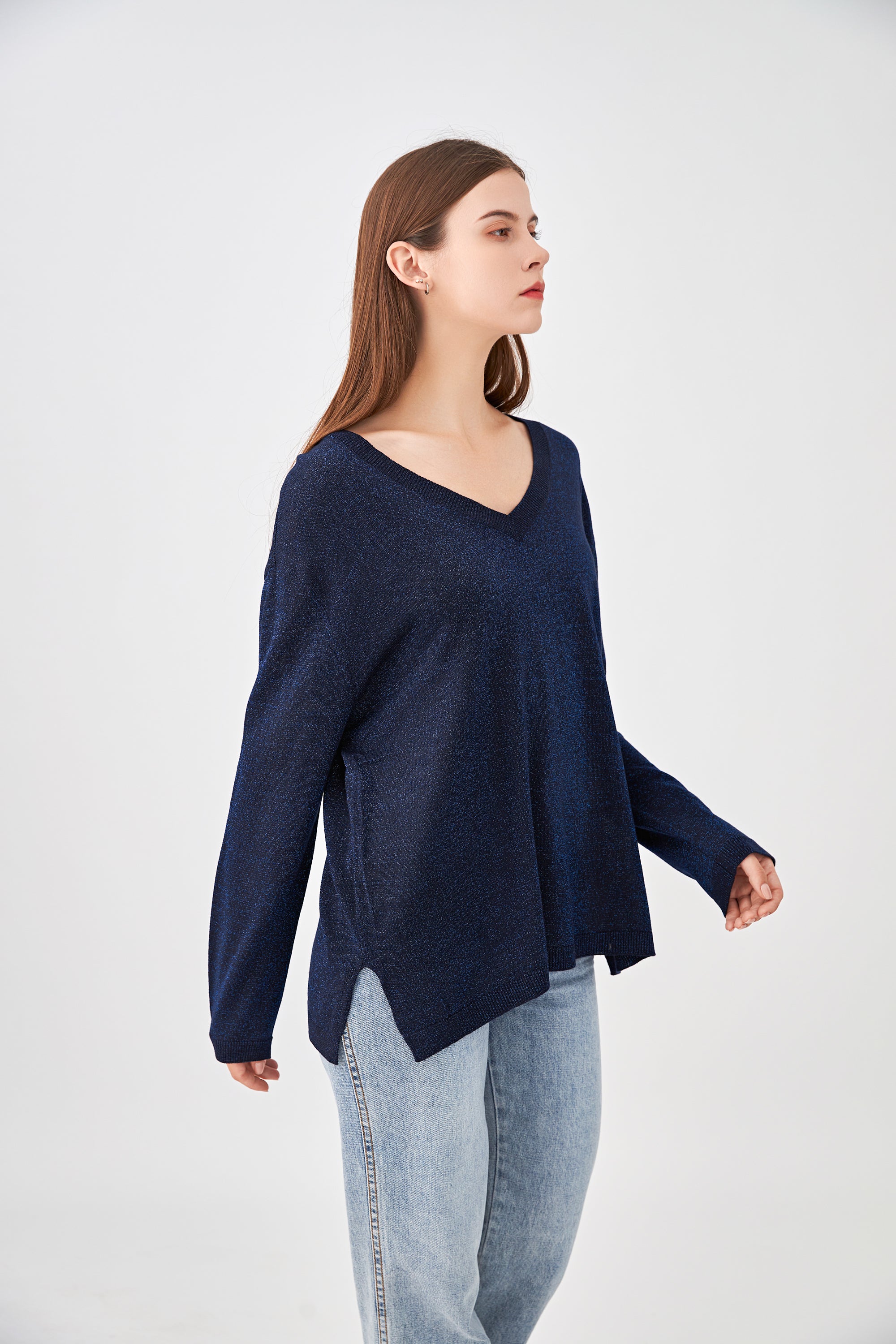 Pull V oversize lurex