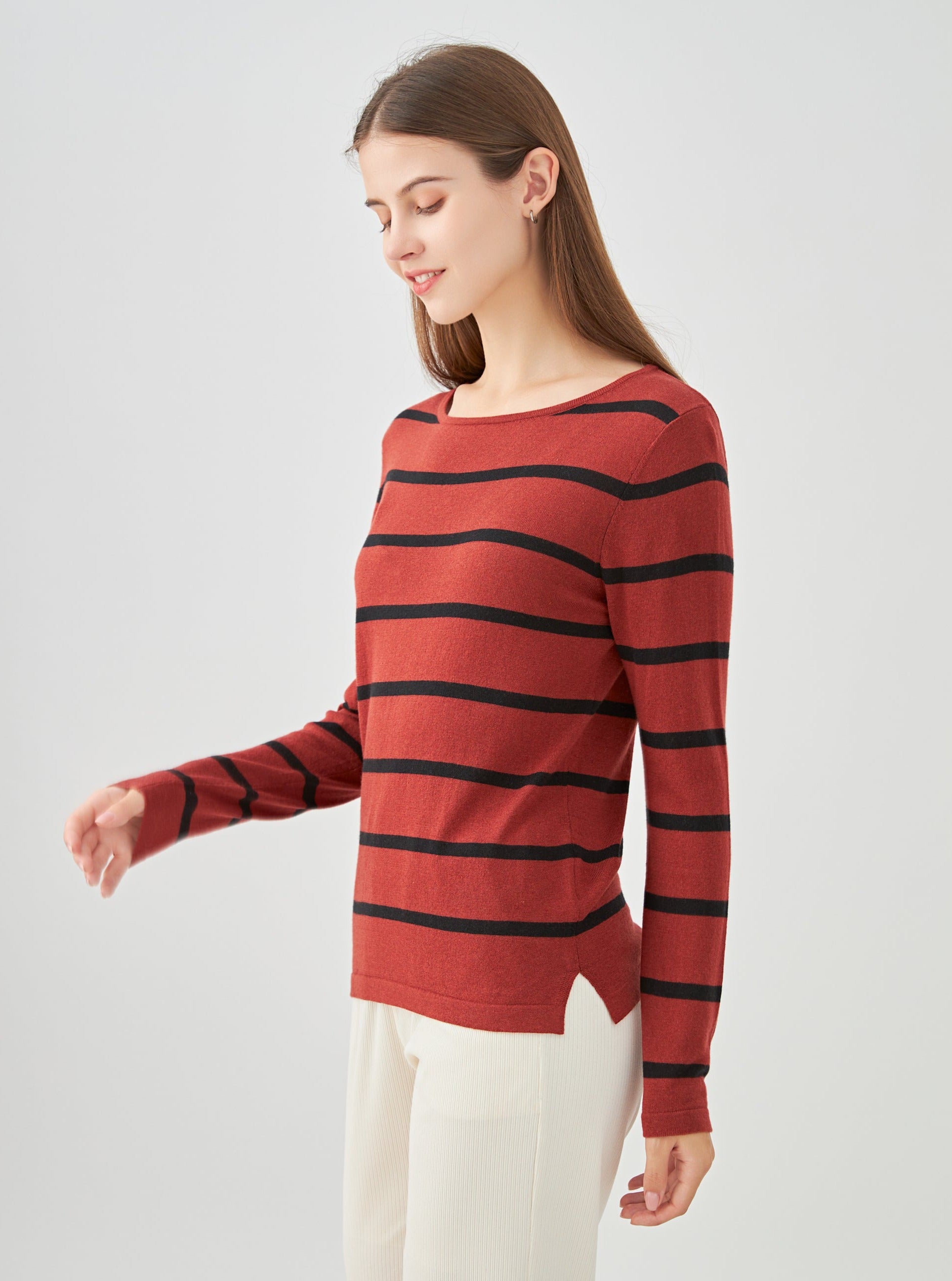 Pull marinière en soie et cachemire