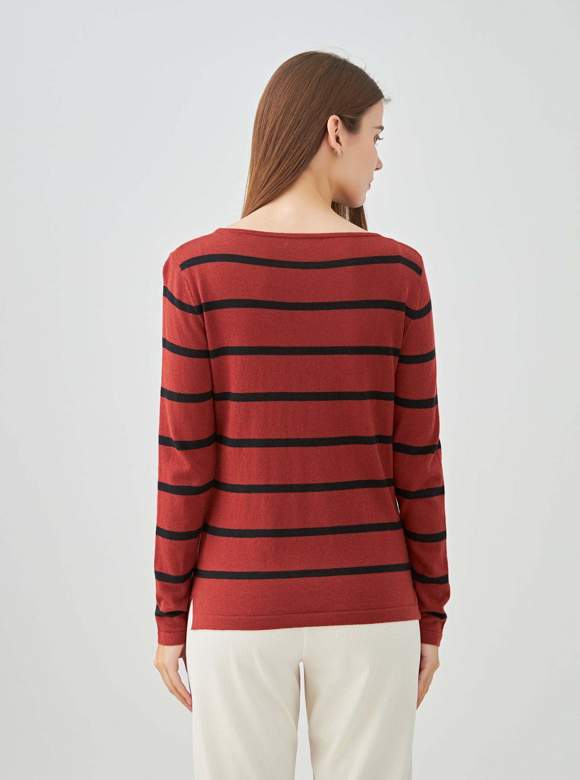Pull marinière en soie et cachemire