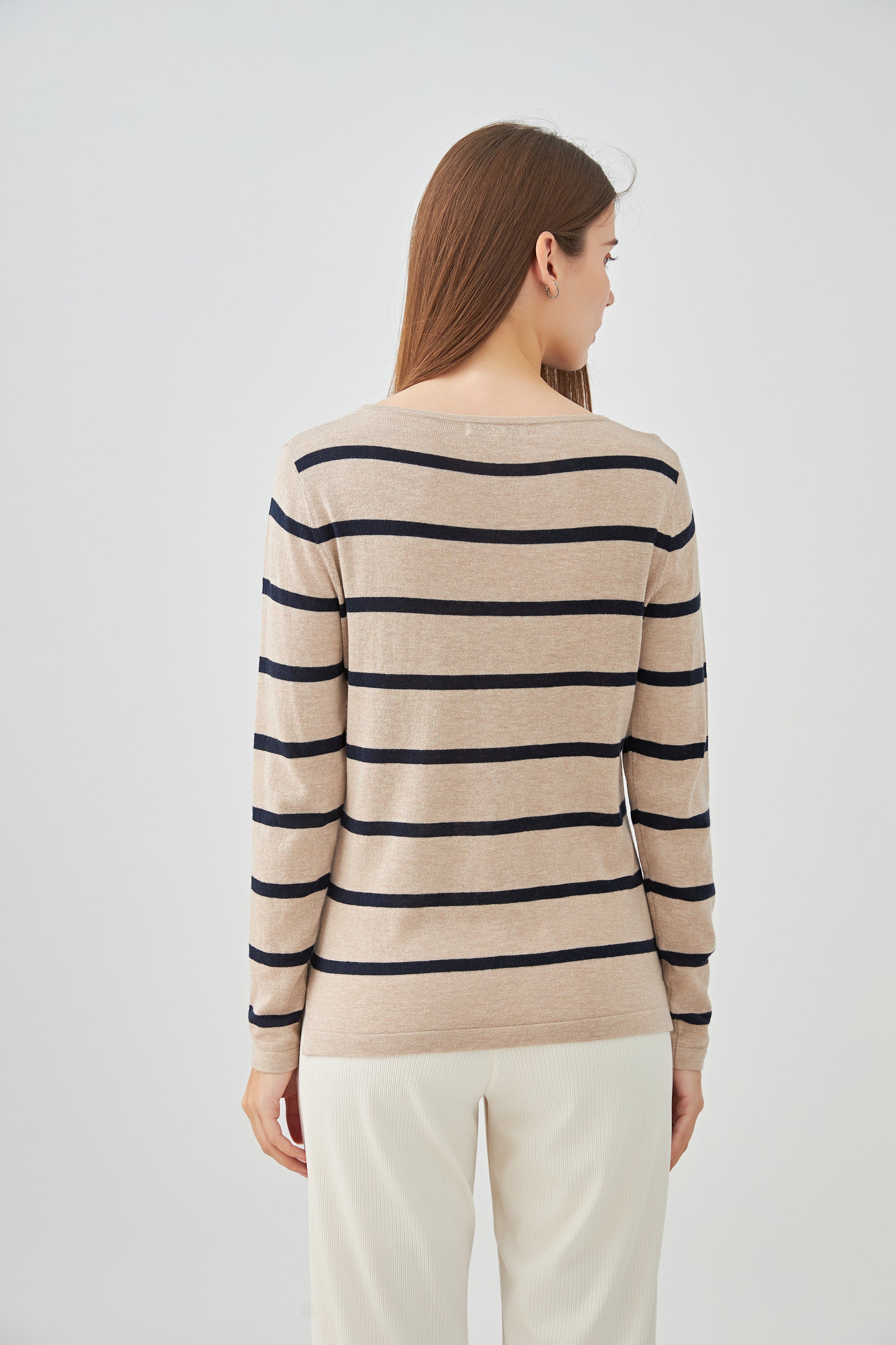 Pull marinière en soie et cachemire