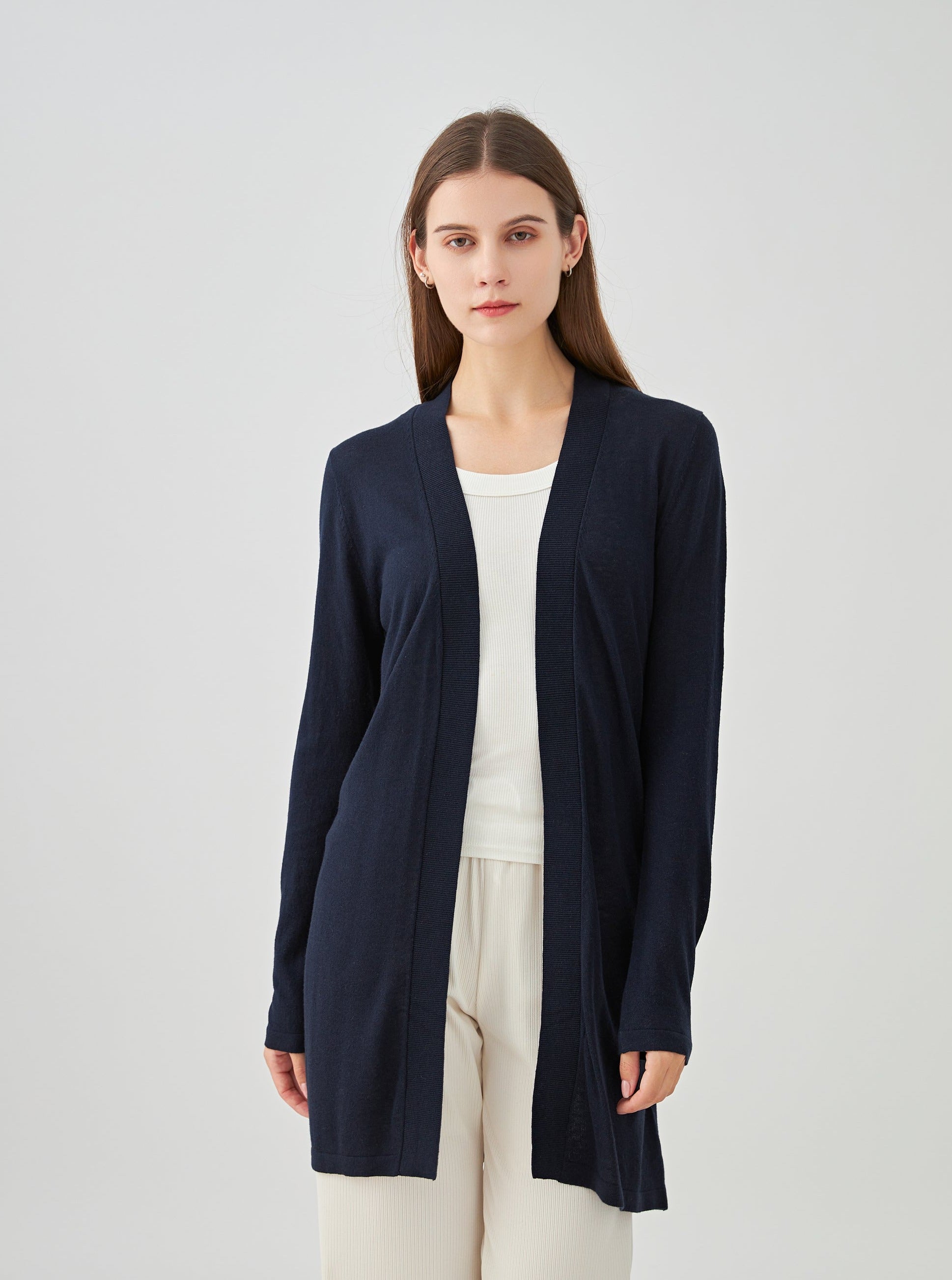Gilet long en soie cachemire