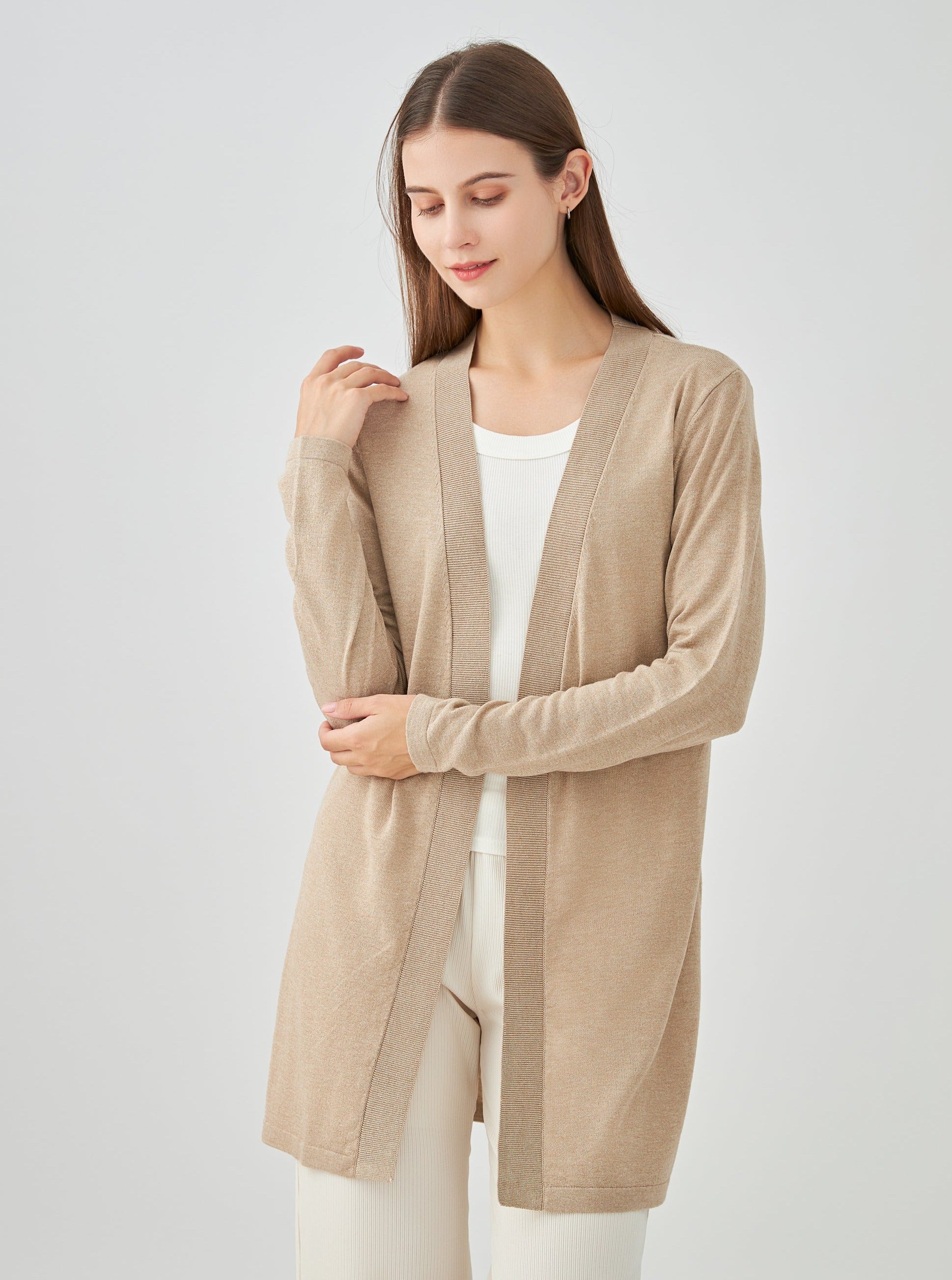 Gilet long en soie cachemire