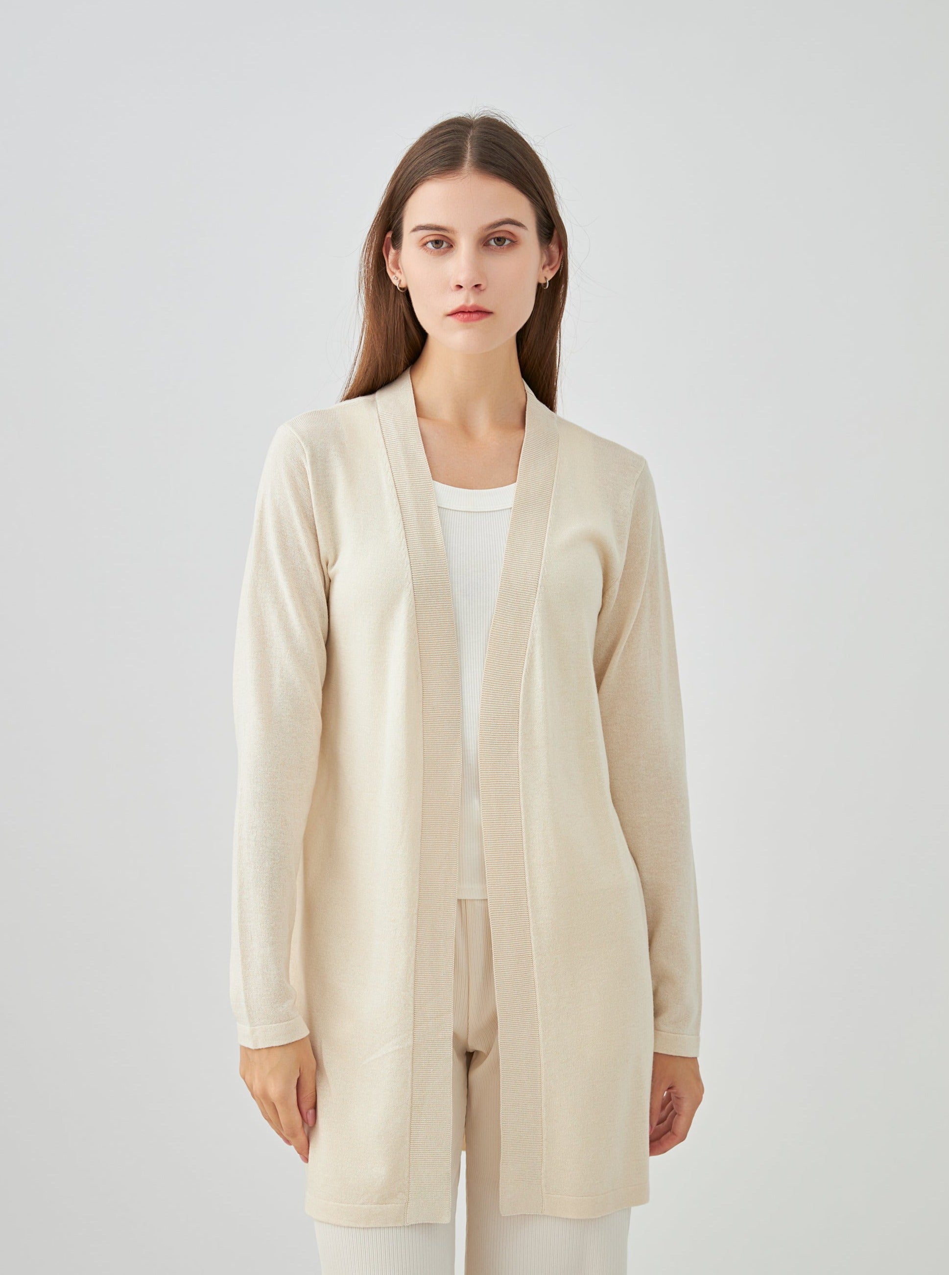 Gilet long en soie cachemire