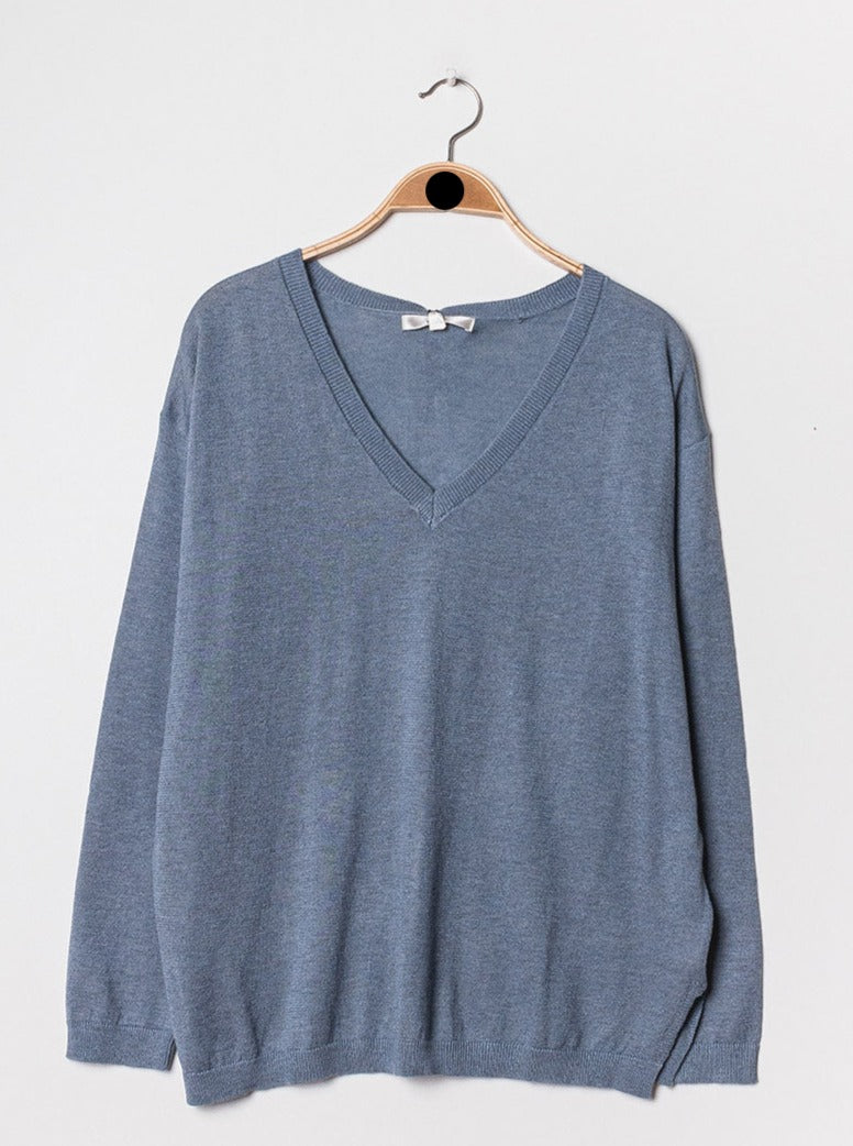 Pull V oversize lurex