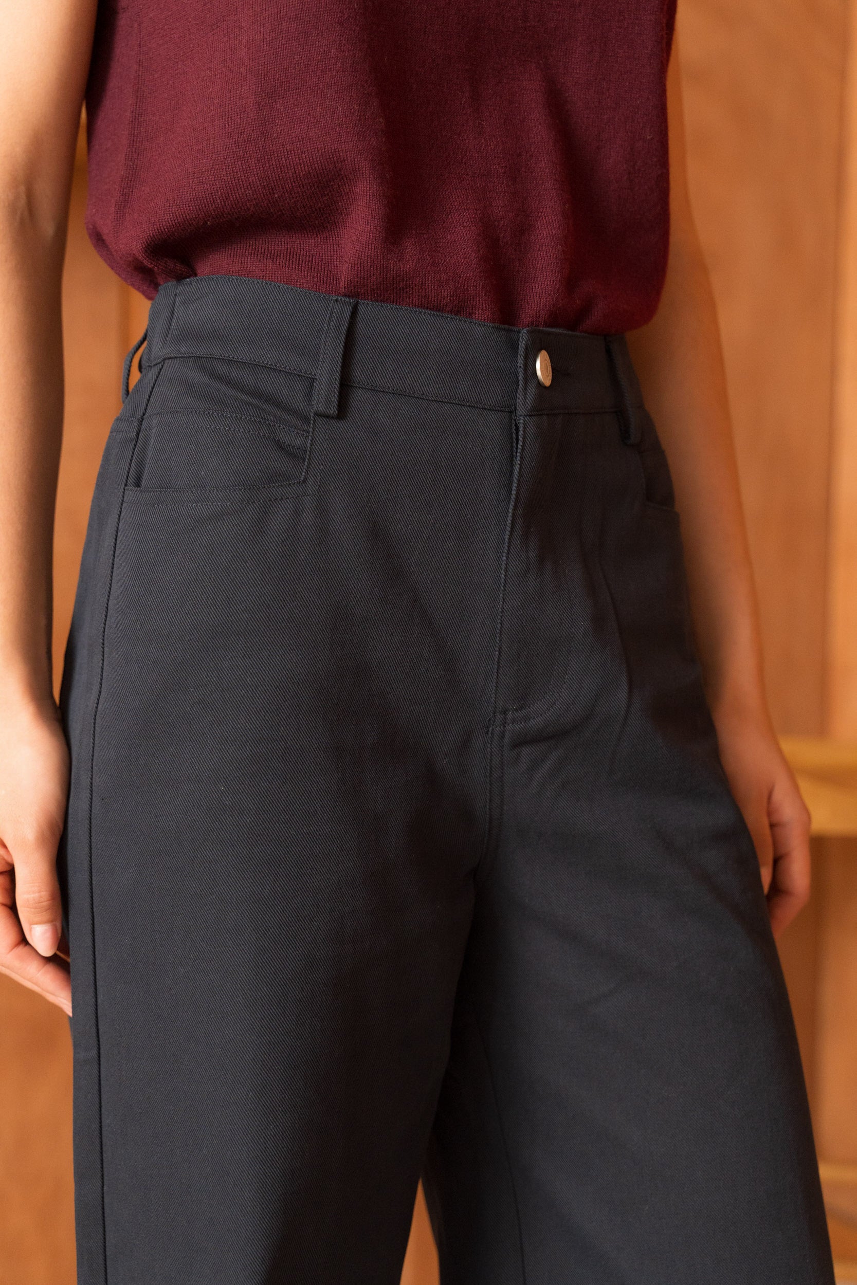 Pantalon large coton & lyocell