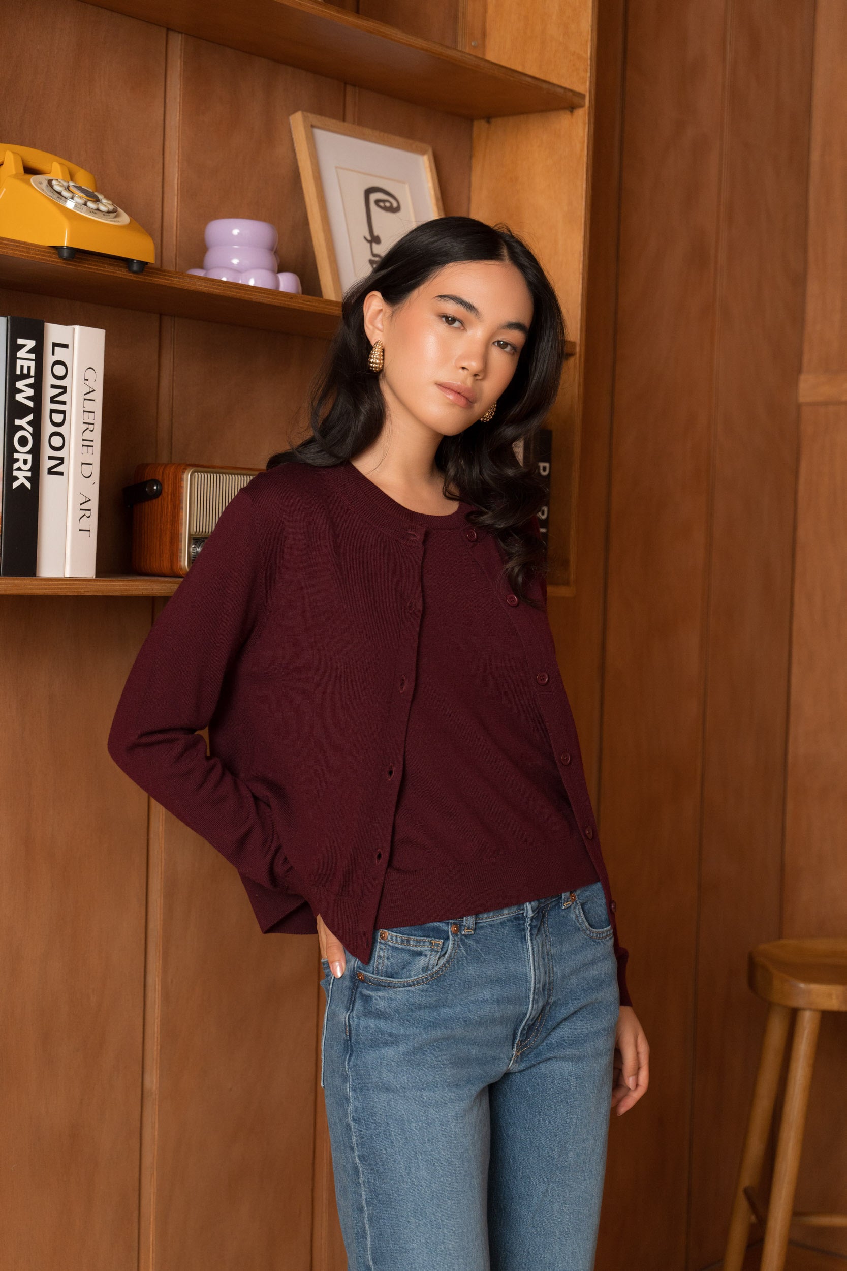 Cardigan 100% laine mérinos manches longues
