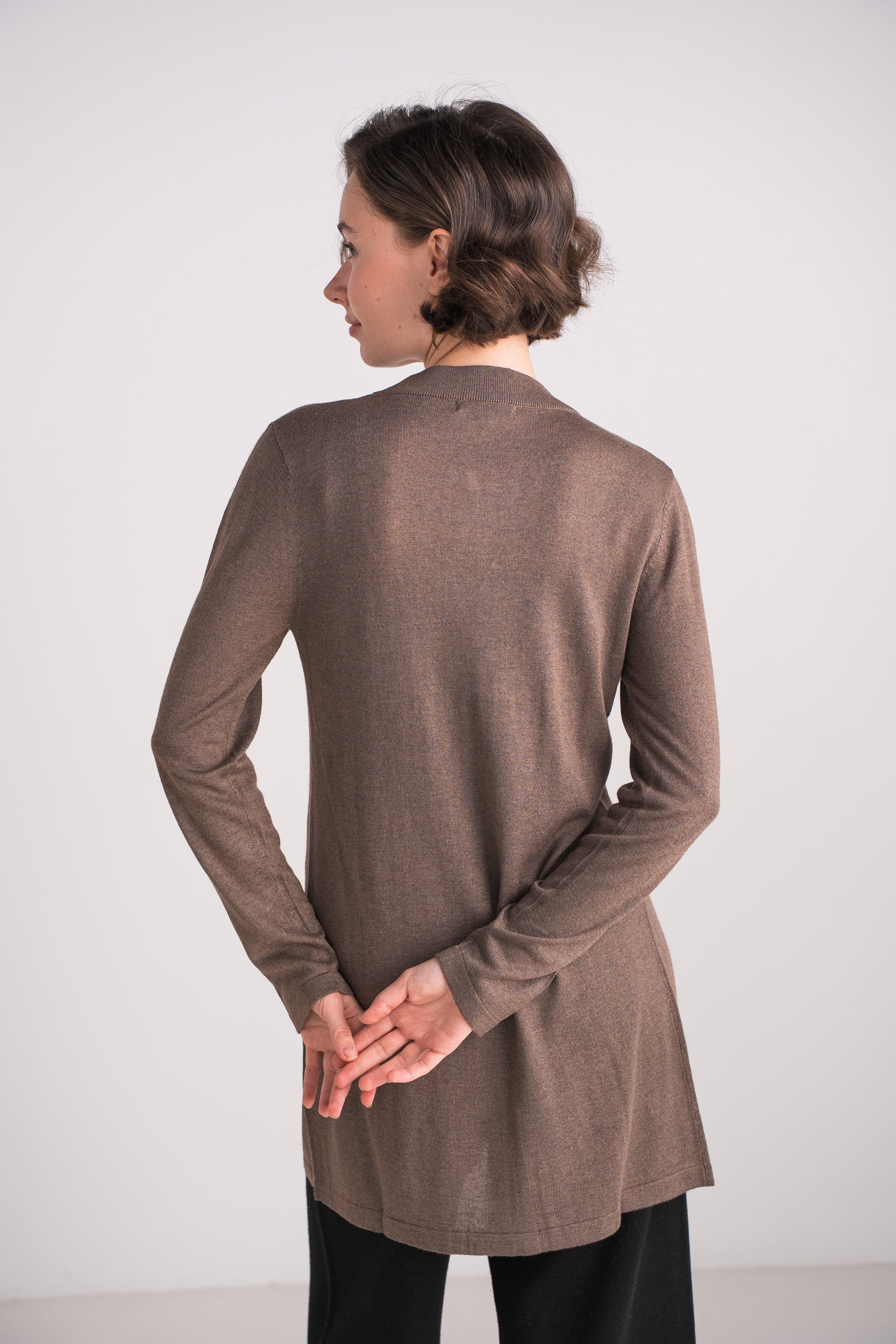 Gilet long en soie cachemire
