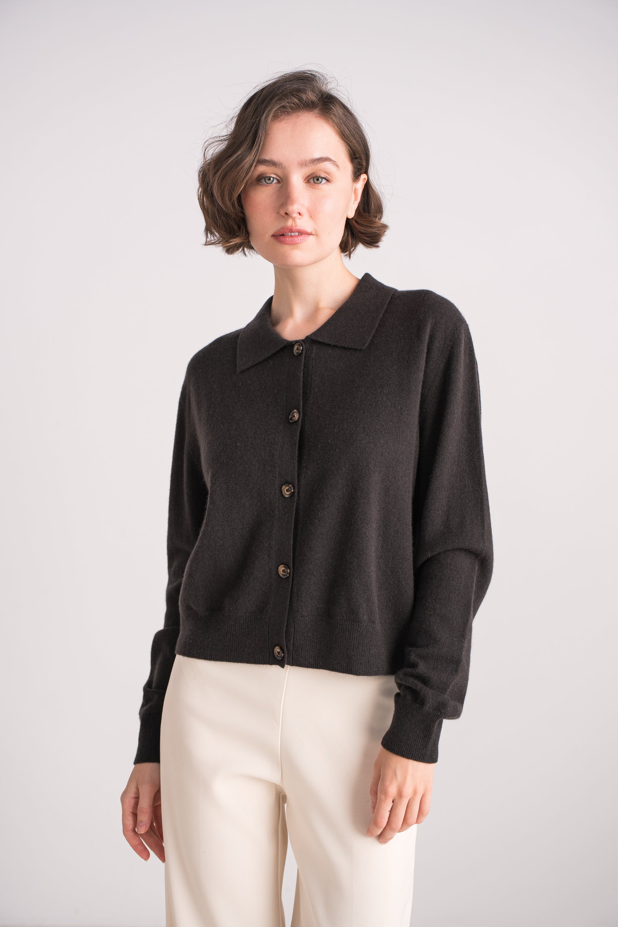 Gilet col polo en cachemire