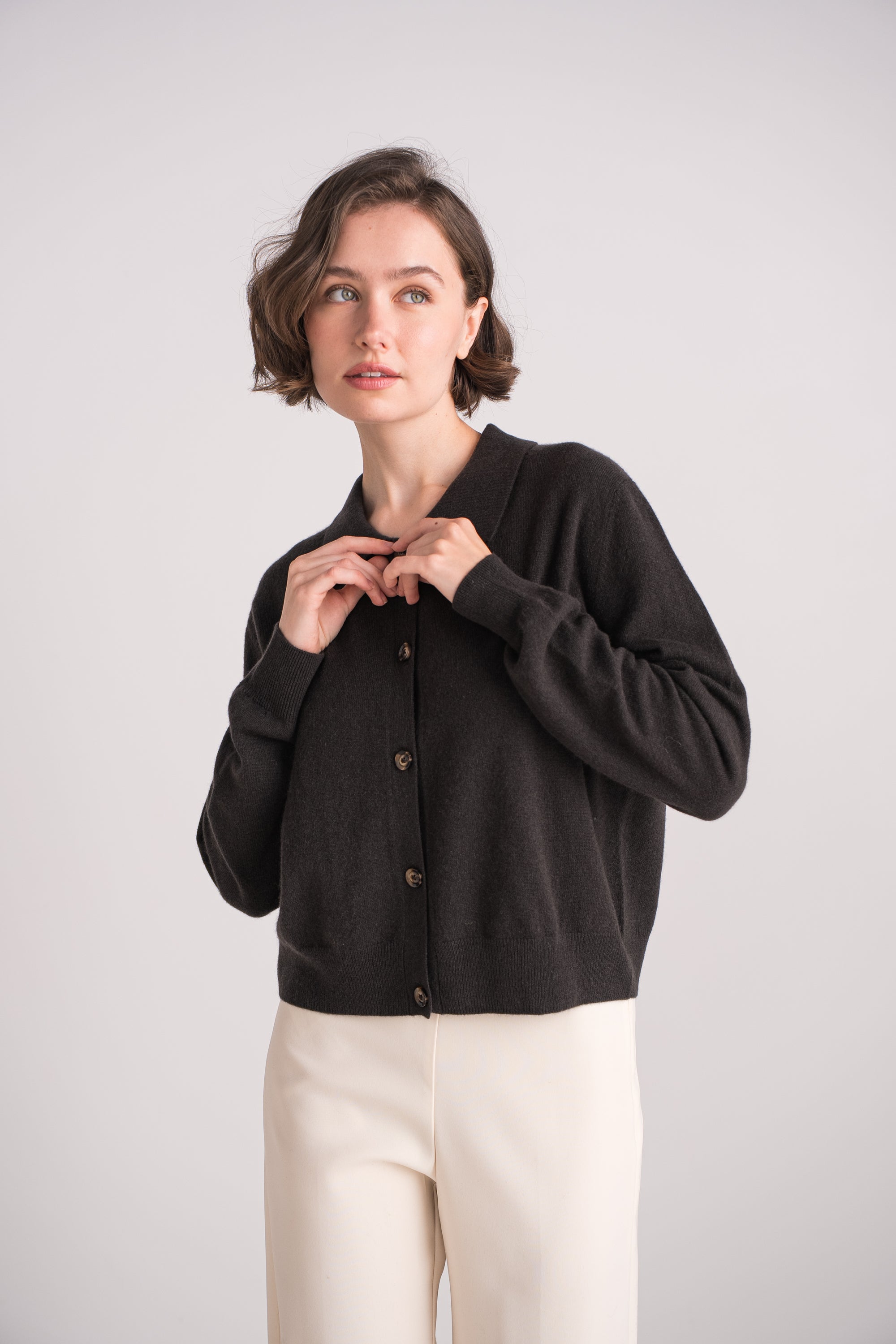 Gilet col polo en cachemire