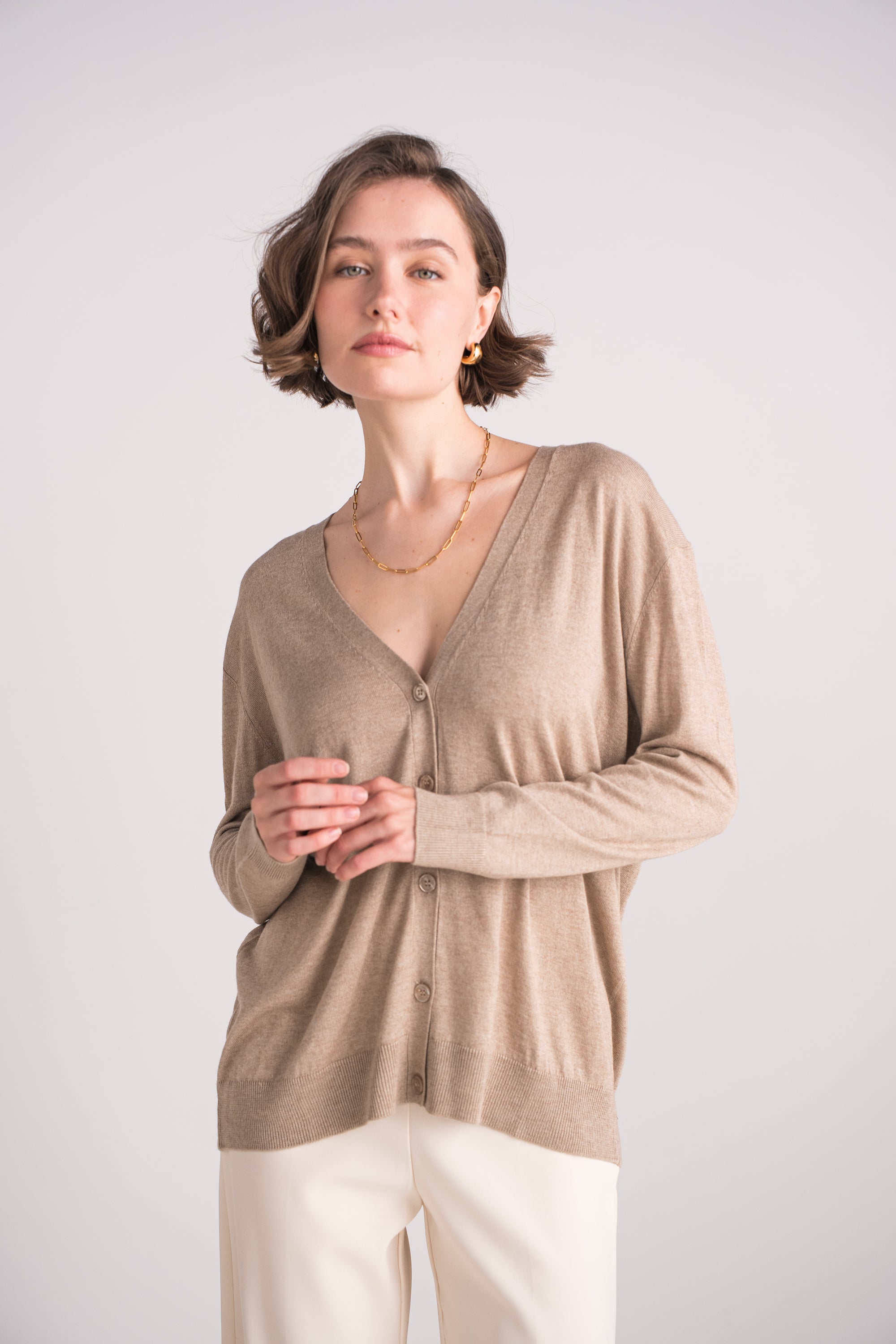 Cardigan oversize en soie et cachemire