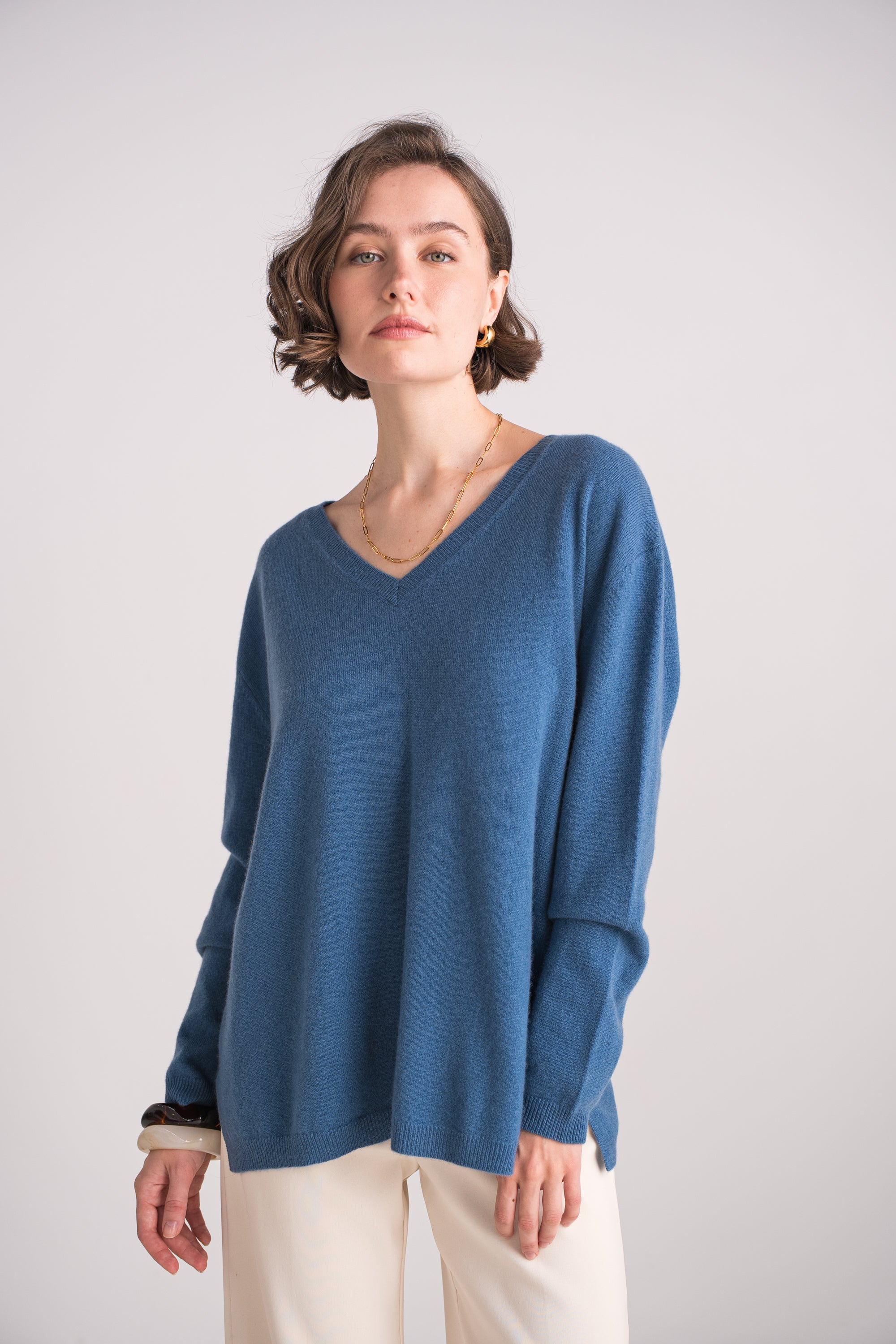 Pull V oversize en cachemire
