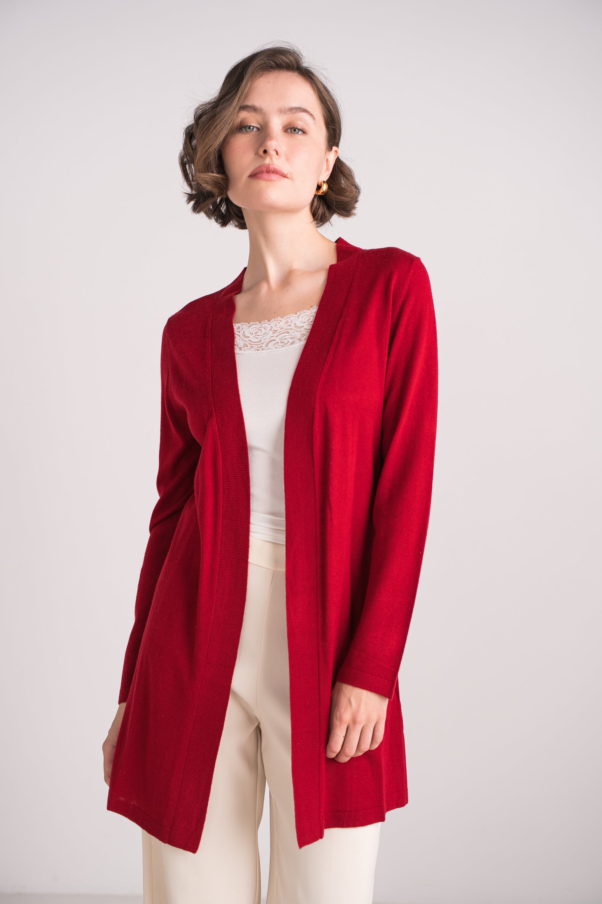 Gilet long en soie cachemire