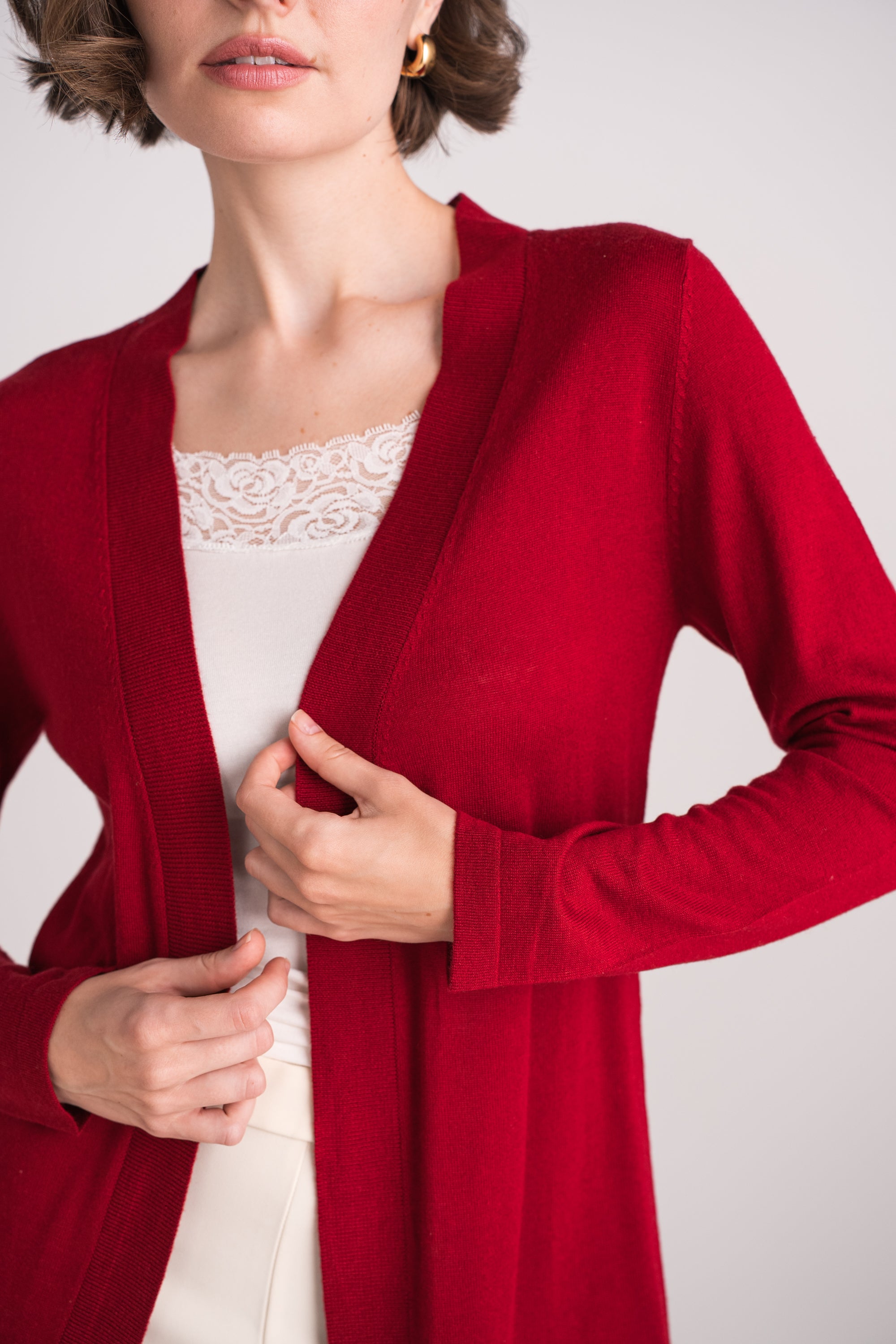 Gilet long en soie cachemire
