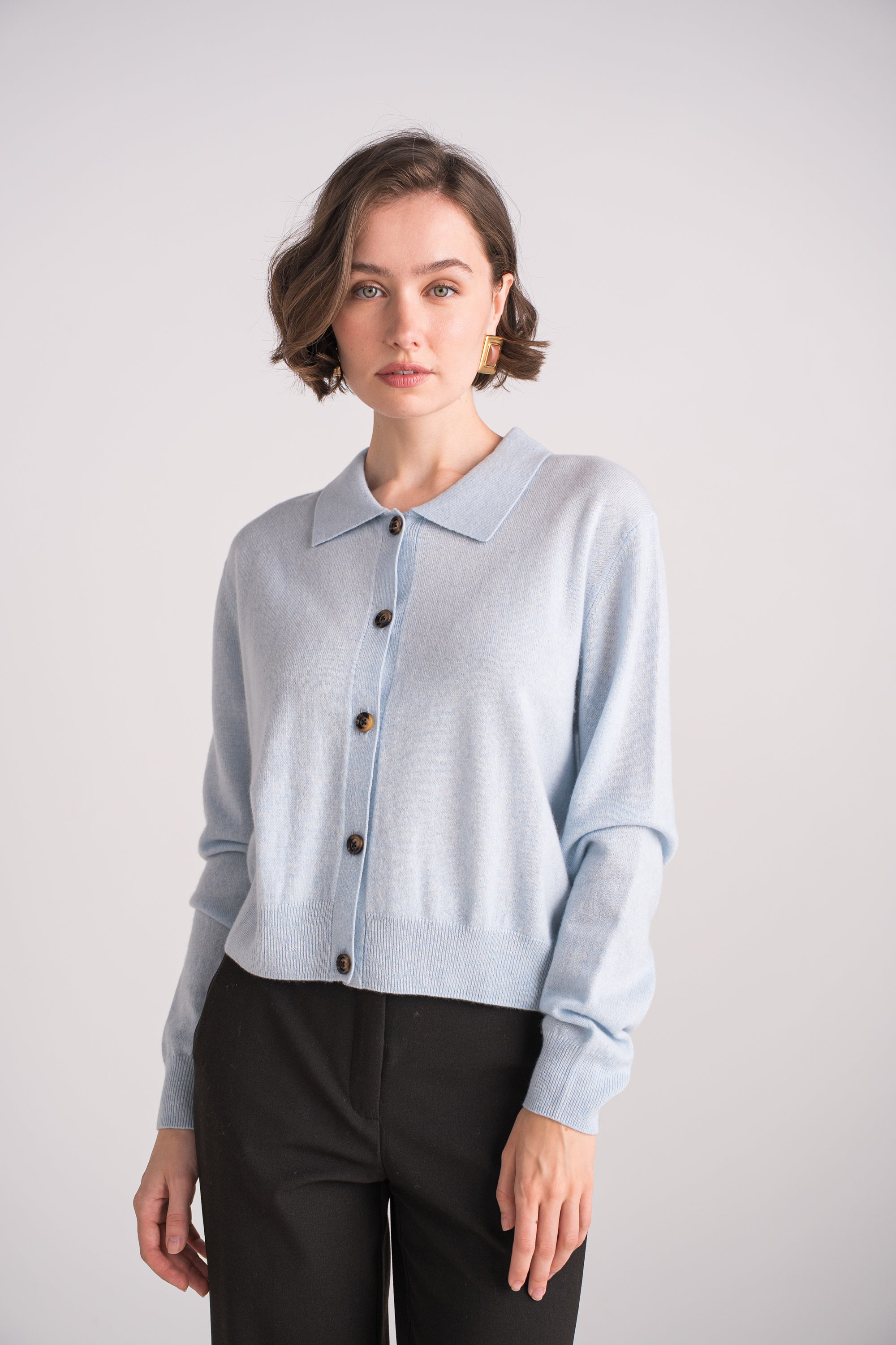 Gilet col polo en cachemire