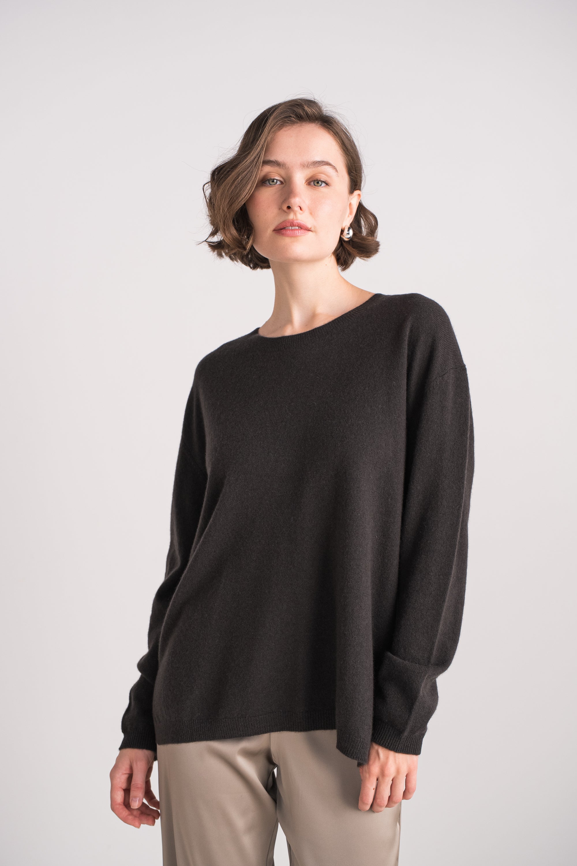 Pull col rond oversize en cachemire