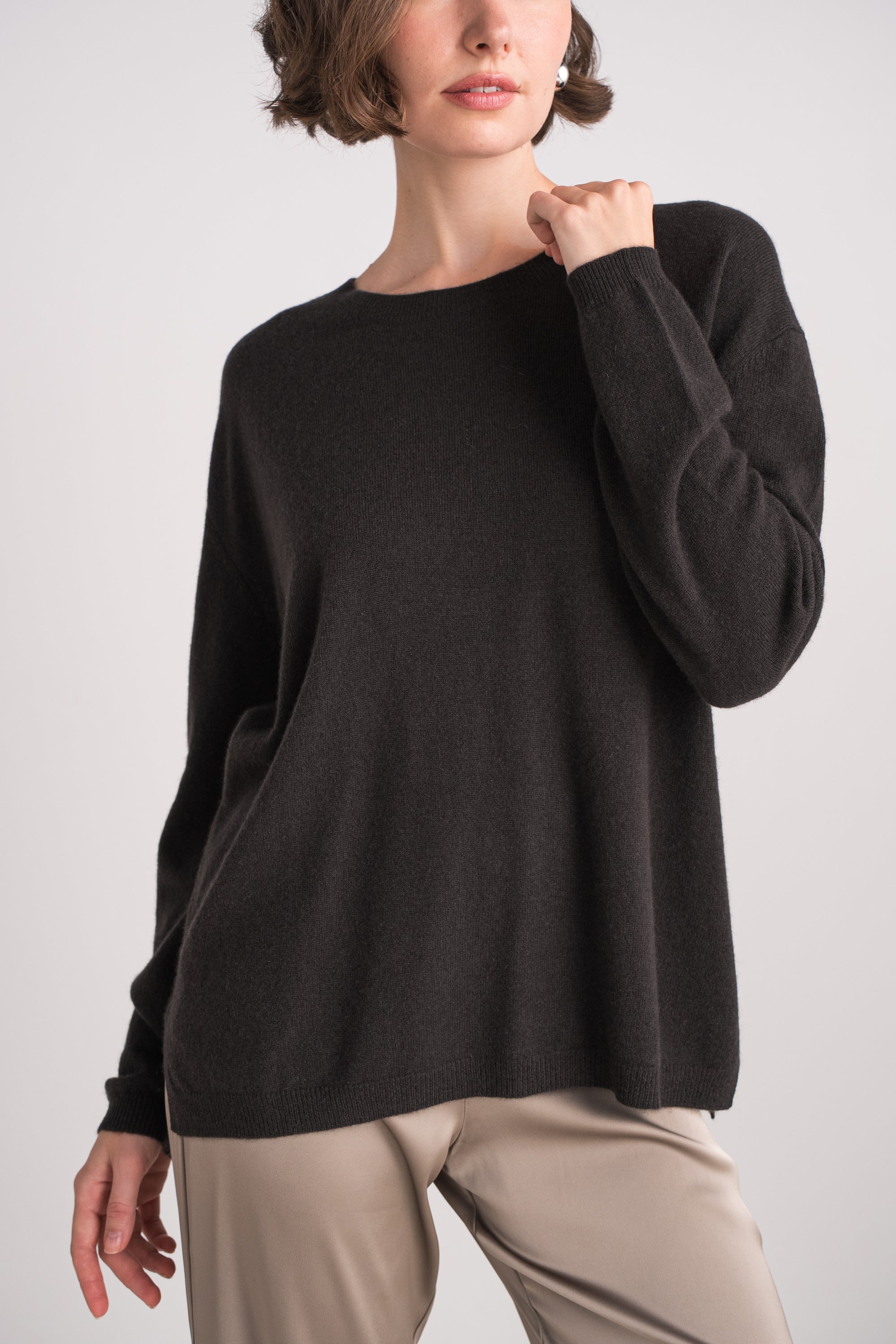 Pull col rond oversize en cachemire