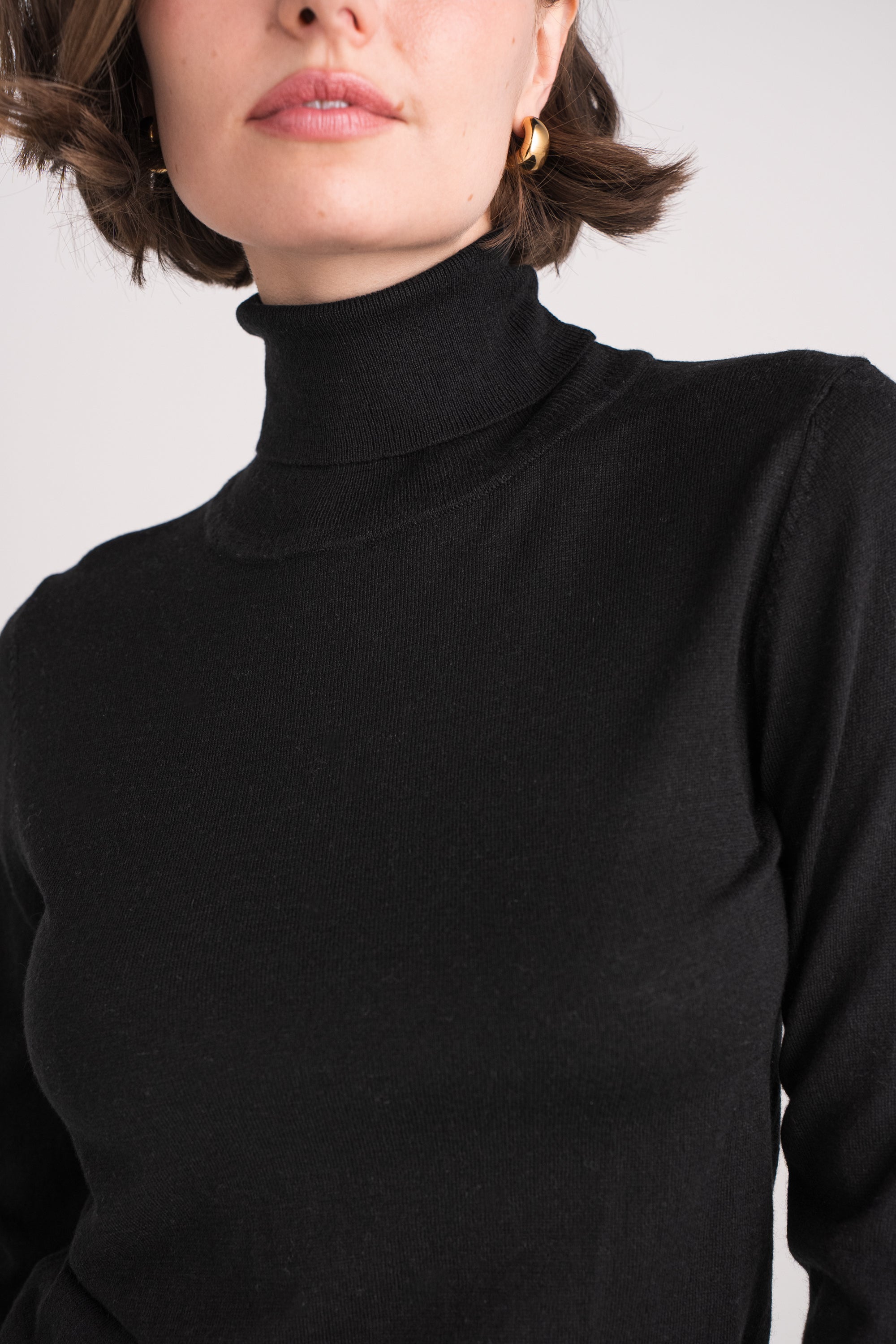 Pull col roulé en soie et cachemire