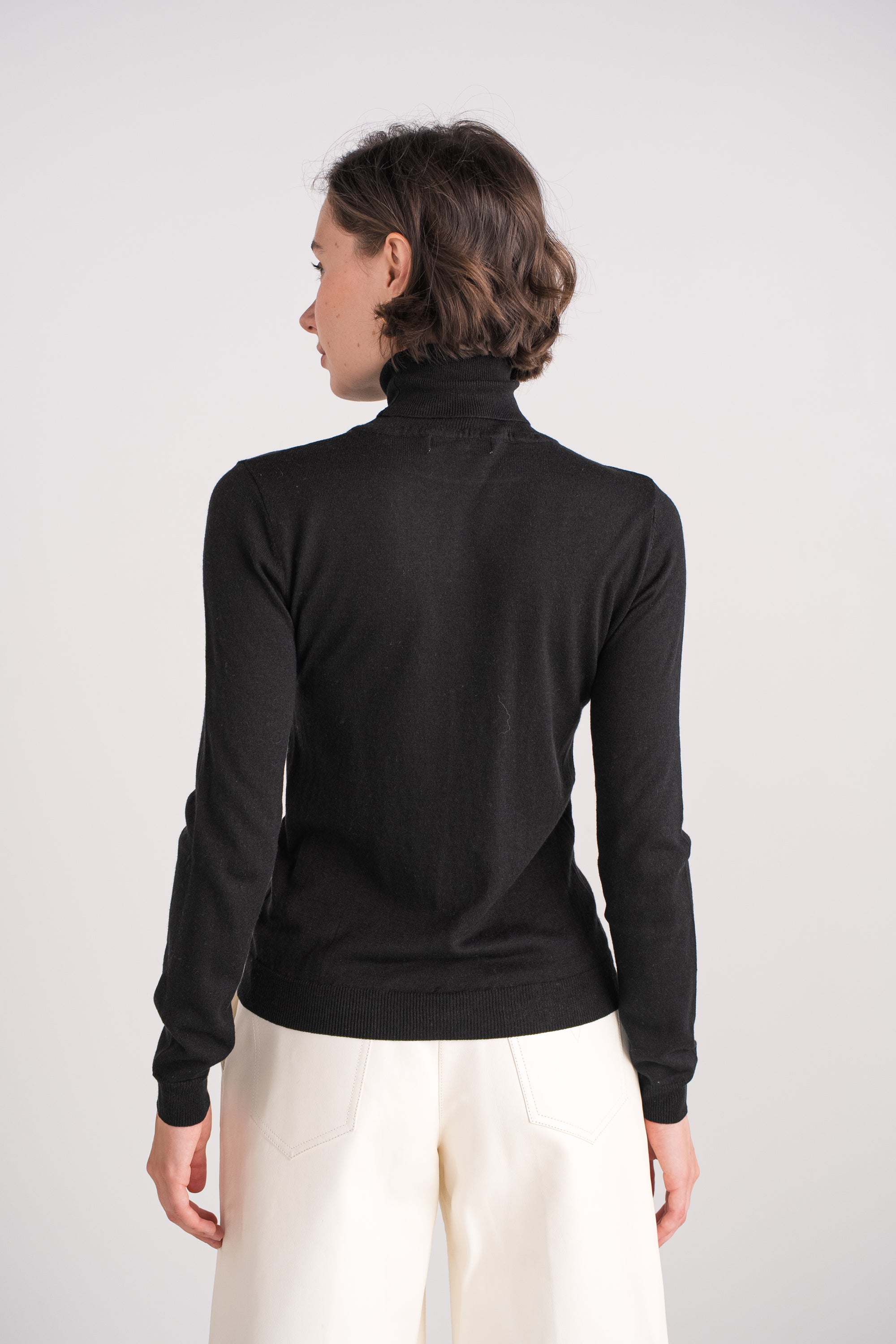 Pull col roulé en soie et cachemire