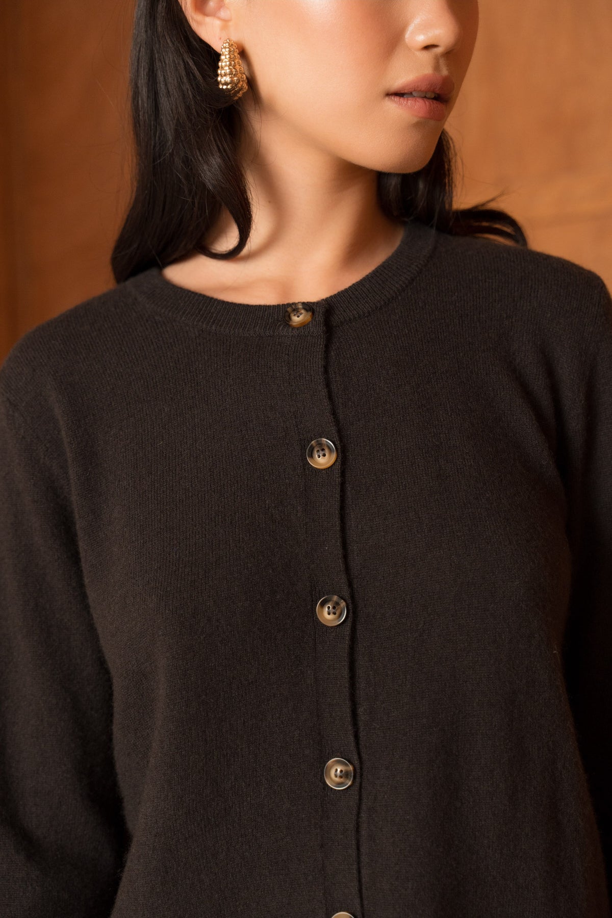Cardigan 100% cachemire 2 fils boutons effet corne