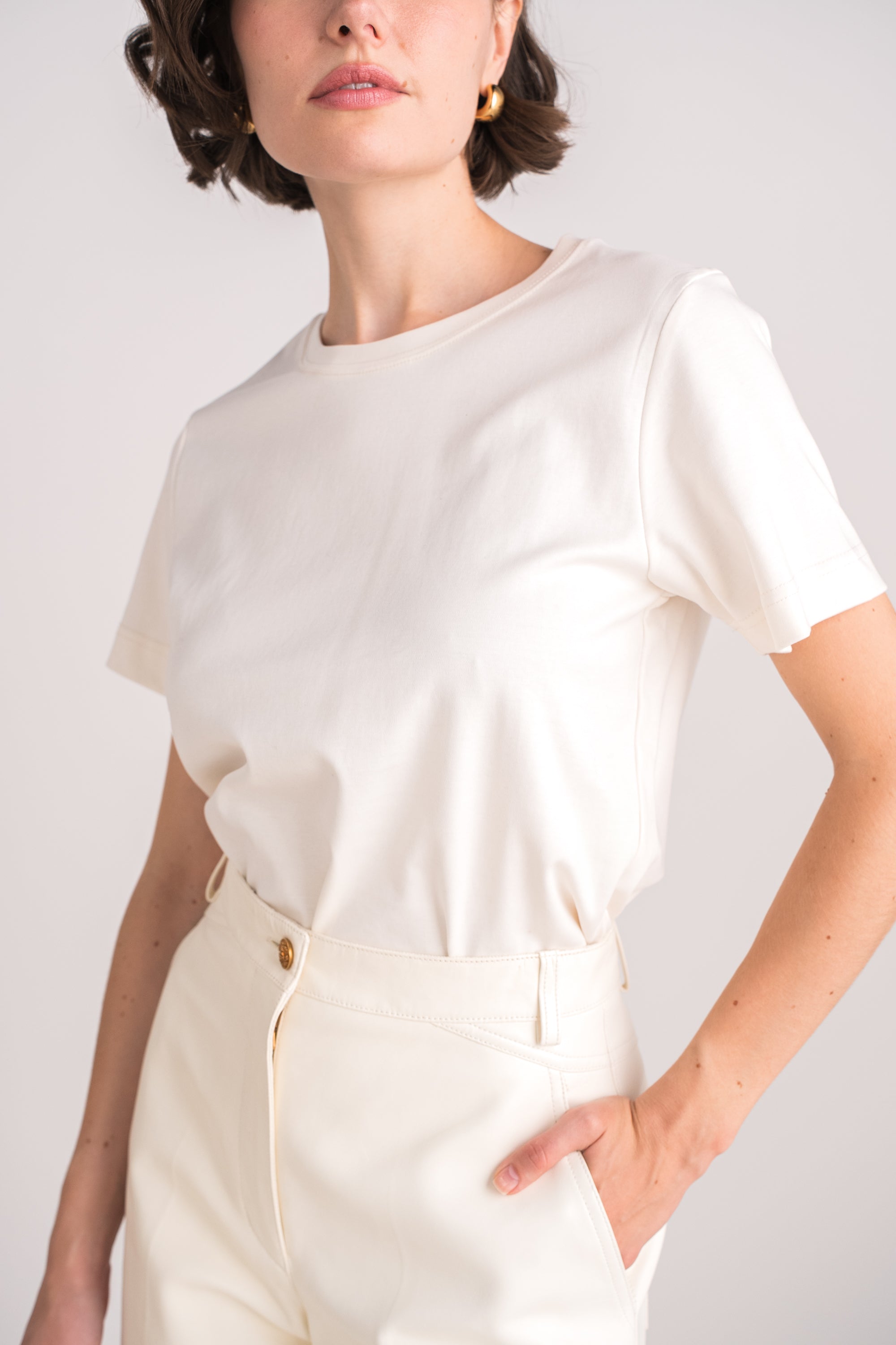 T-shirt col rond 100% coton premium manches courtes