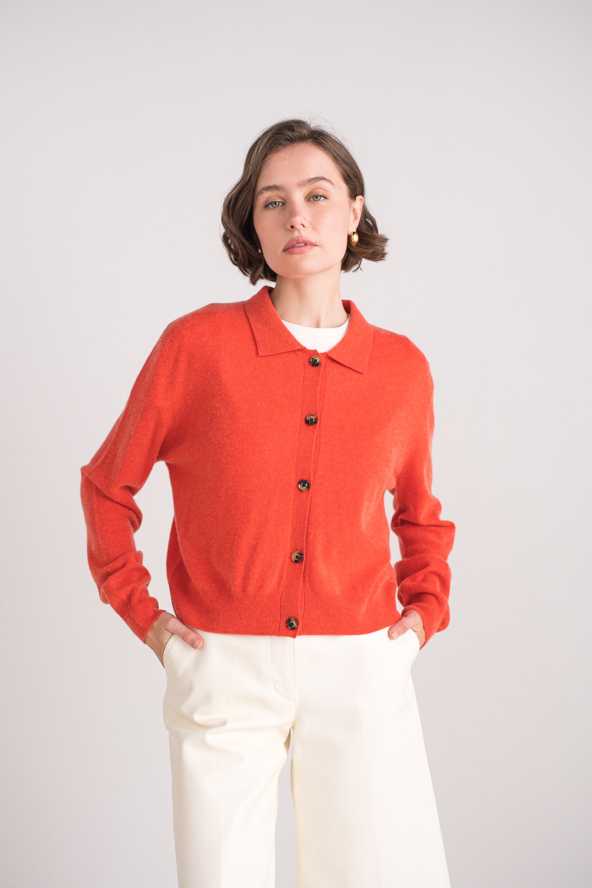 Gilet col polo en cachemire