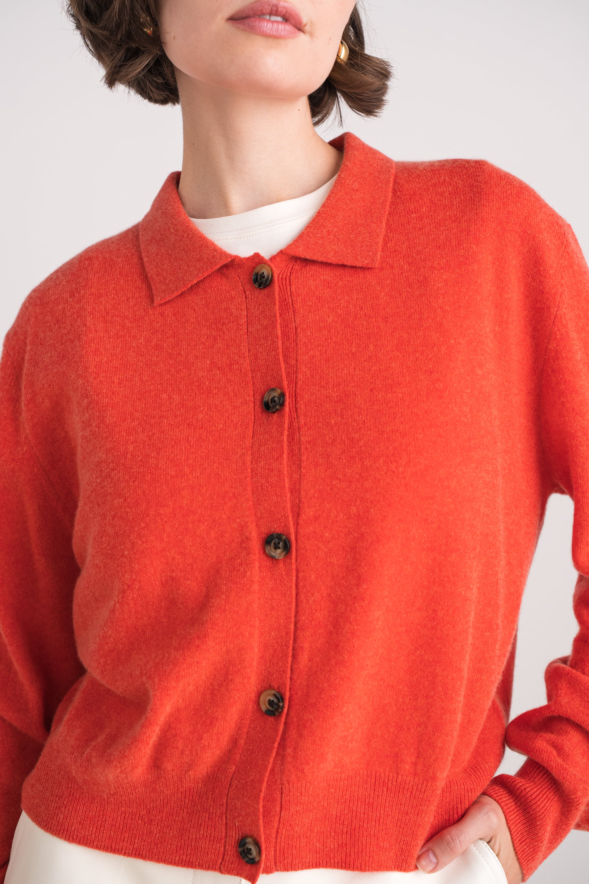 Gilet col polo en cachemire