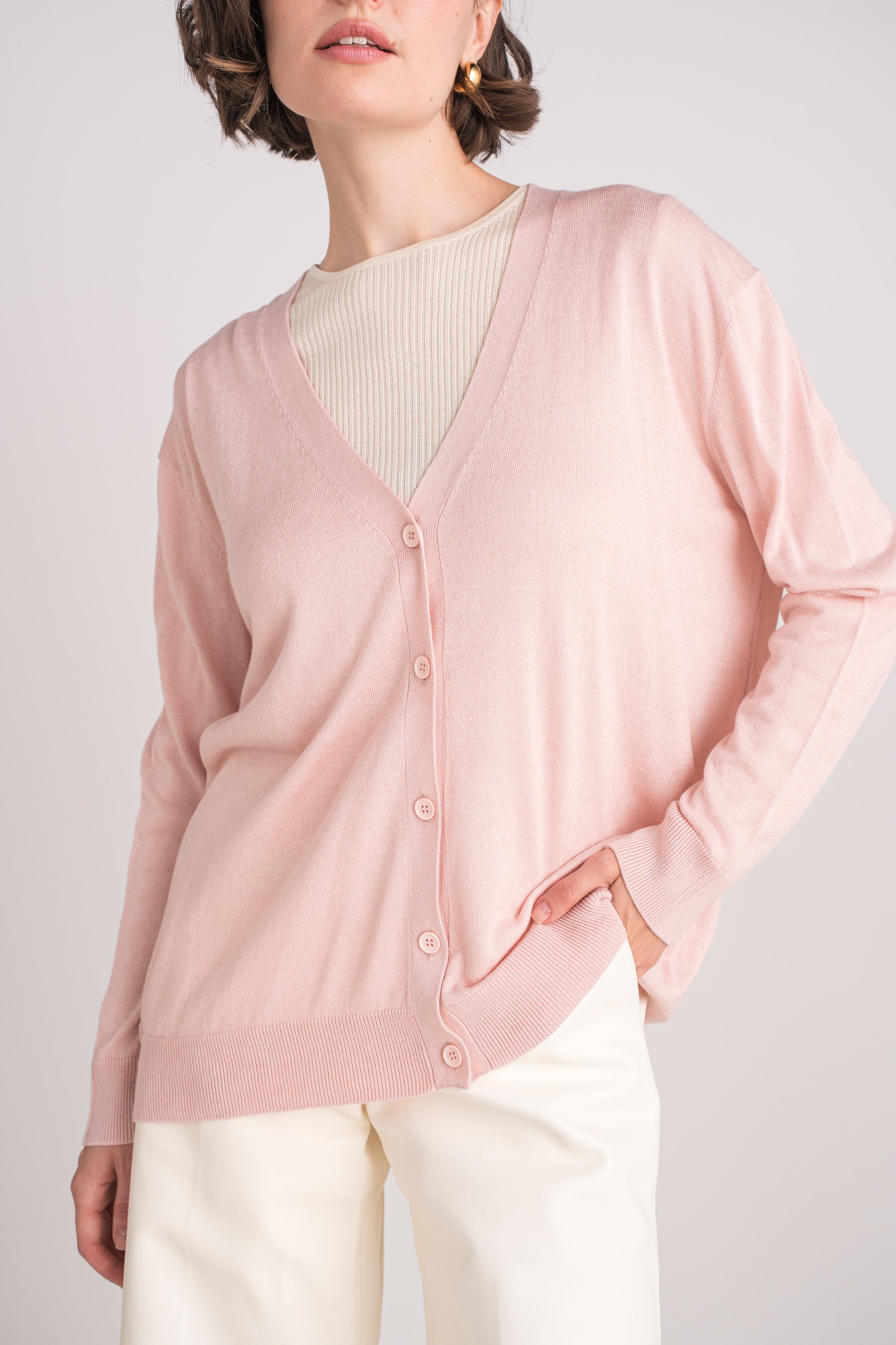 Cardigan oversize en soie et cachemire