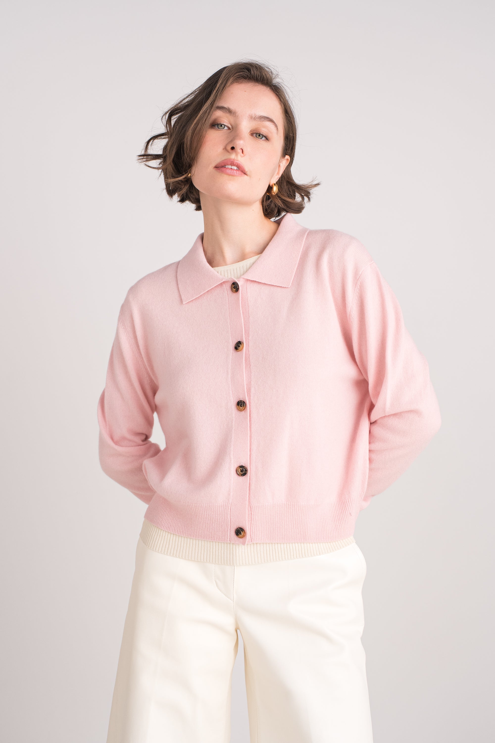Gilet col polo en cachemire