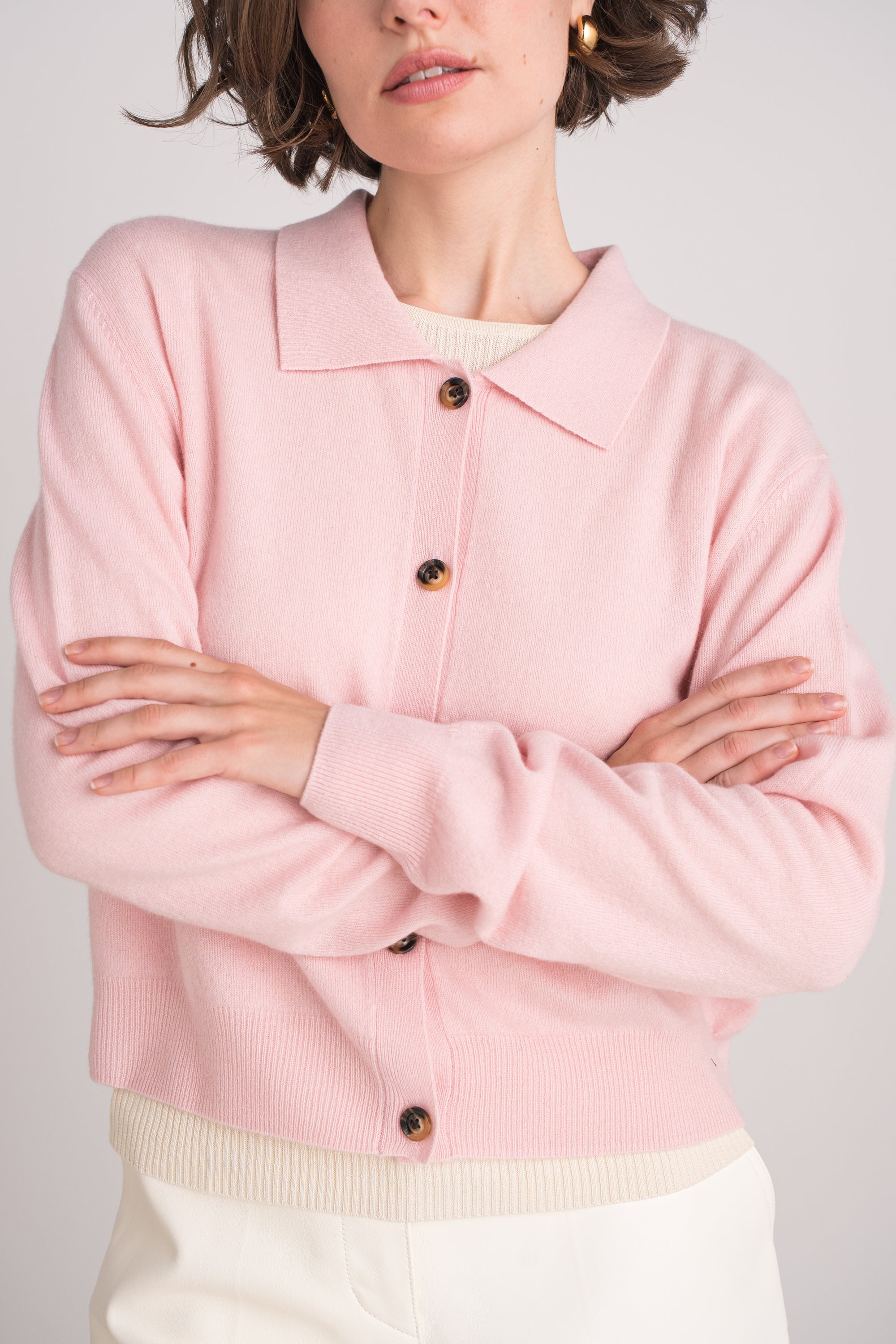 Gilet col polo en cachemire