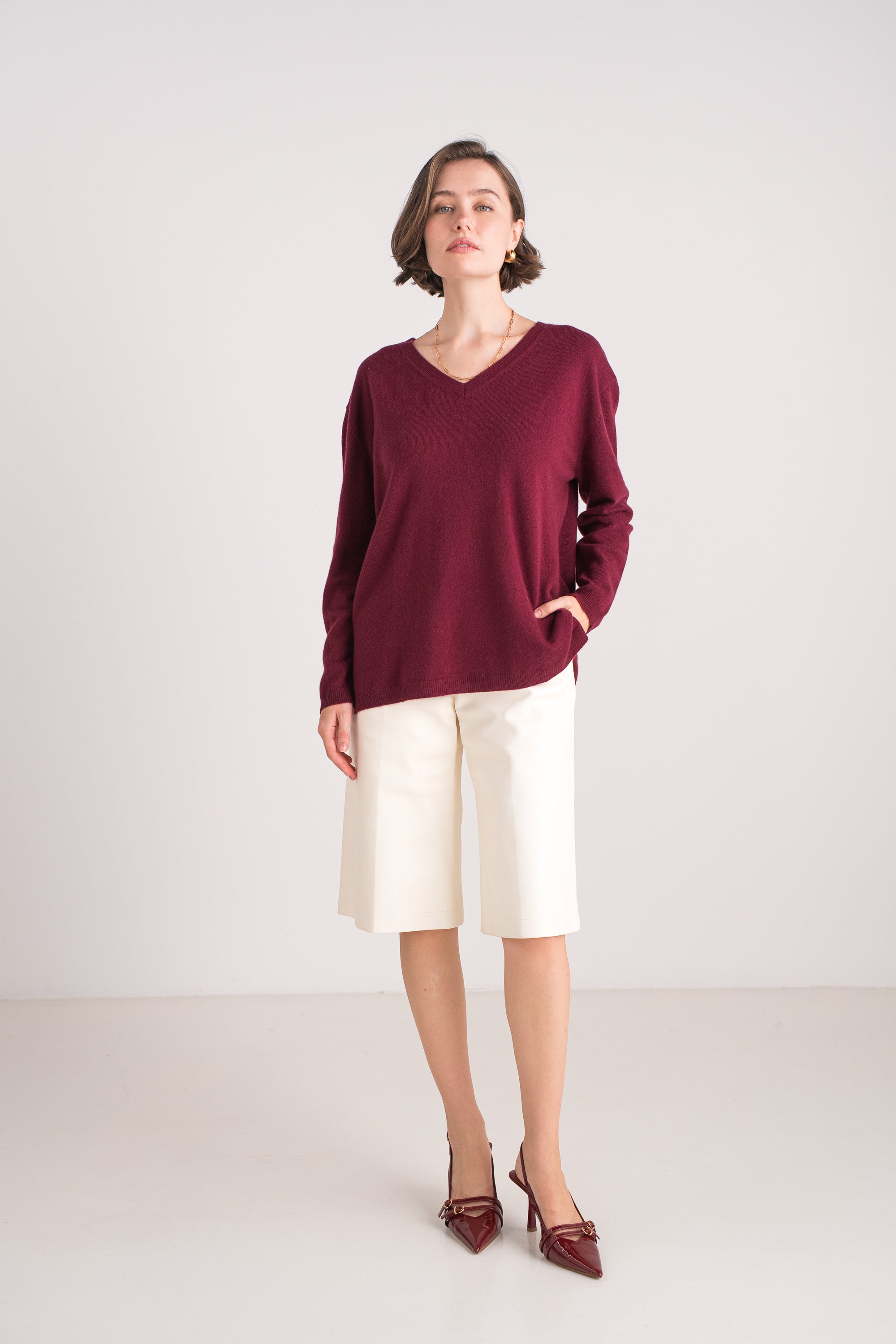 Pull V oversize en cachemire