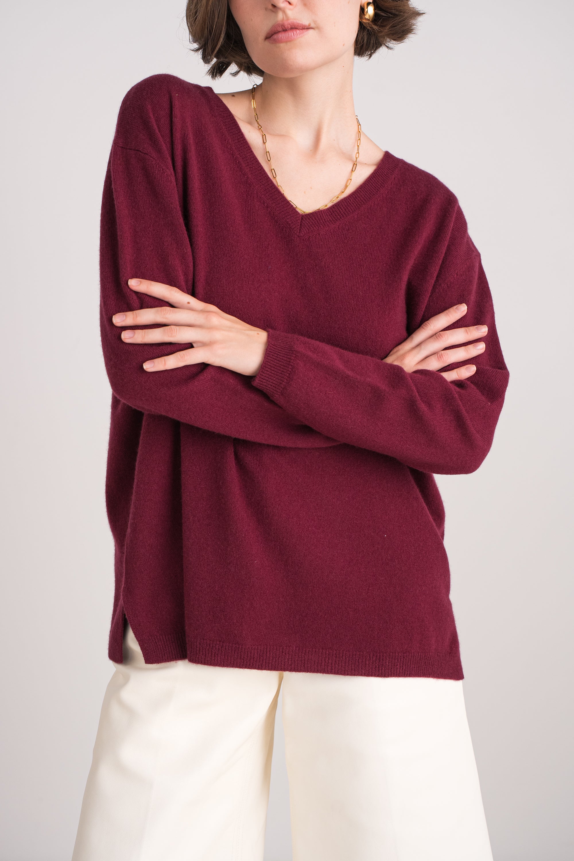 Pull V oversize en cachemire