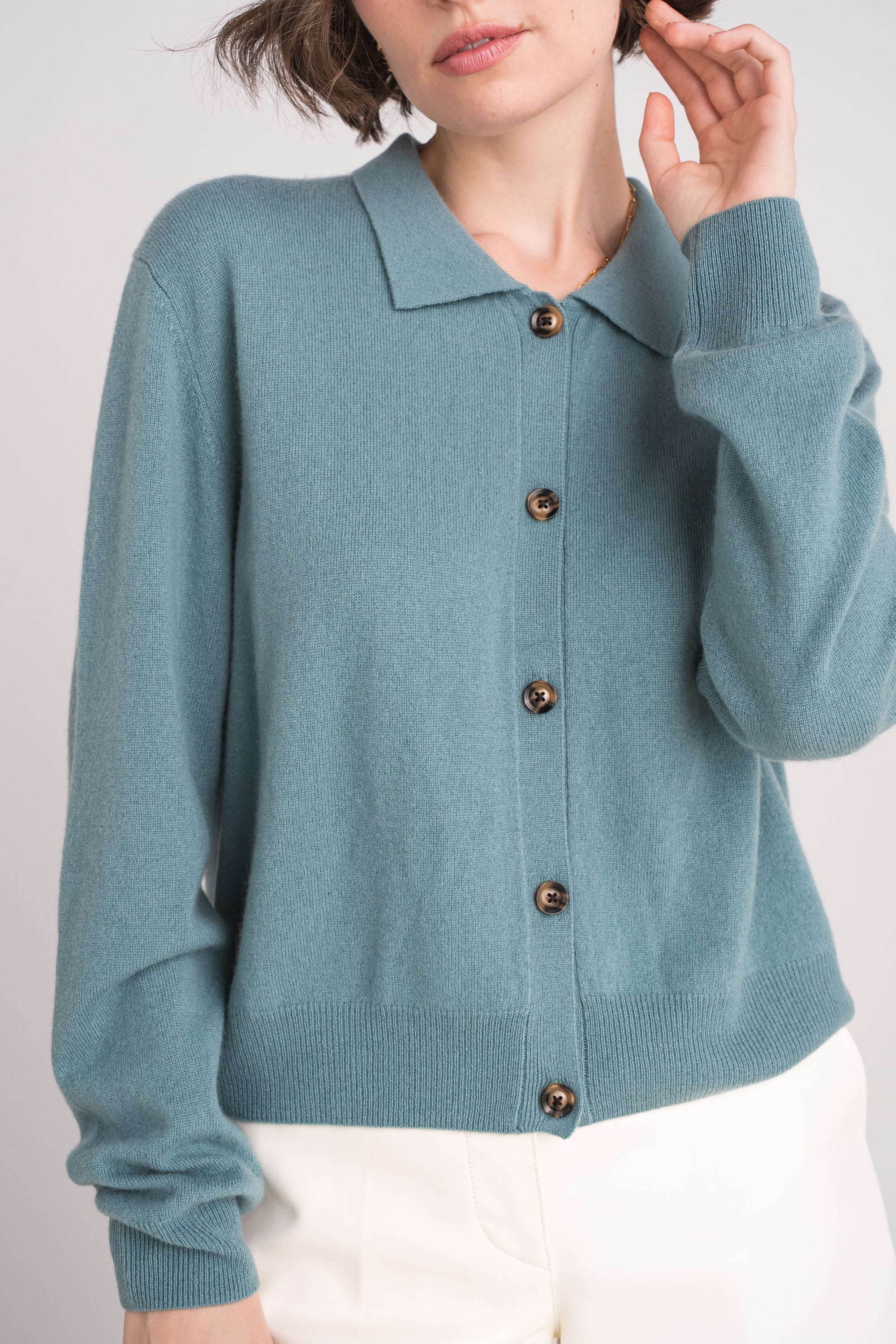 Gilet col polo en cachemire