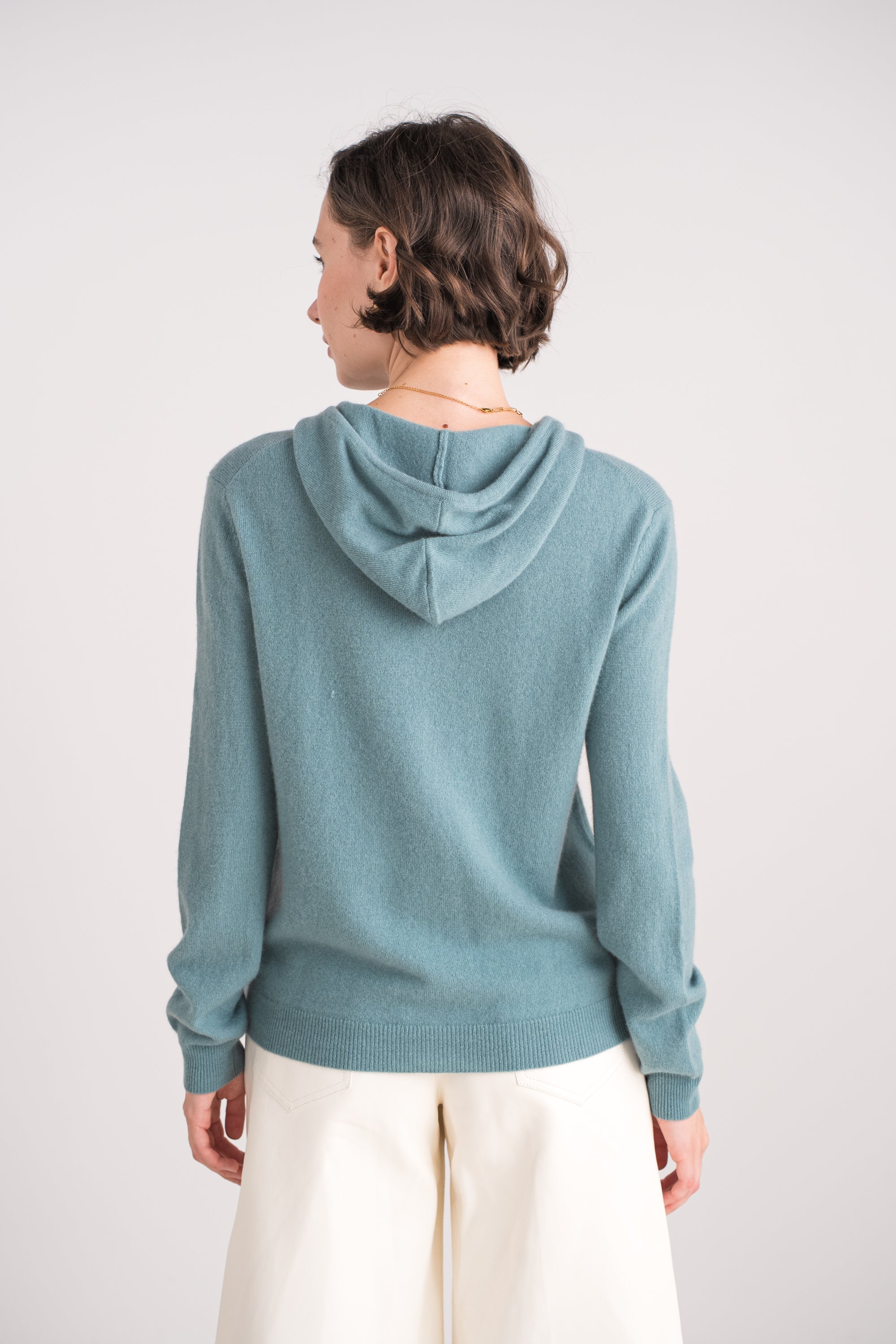 Gilet zippé à capuche en cachemire