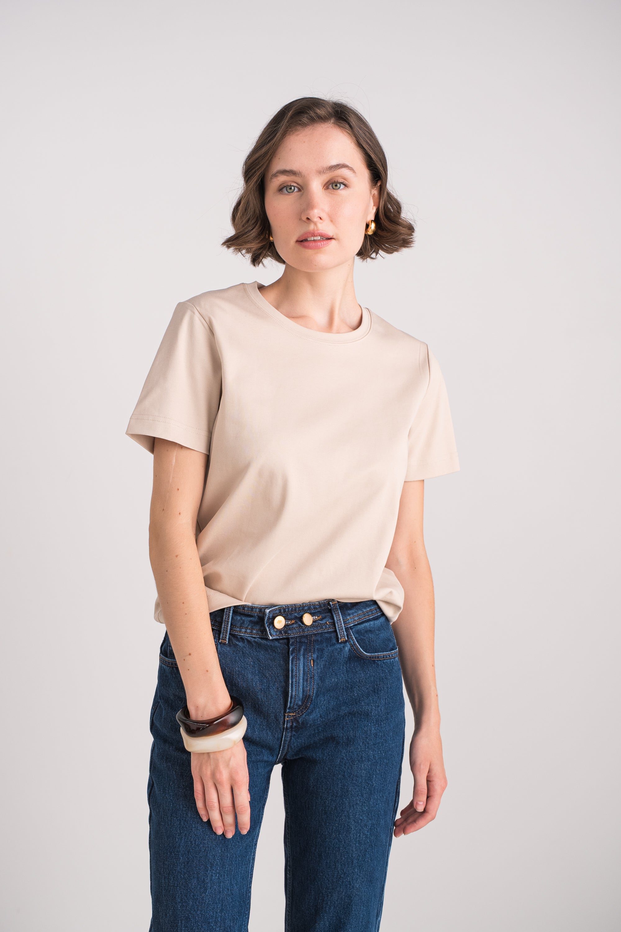 T-shirt col rond 100% coton premium manches courtes