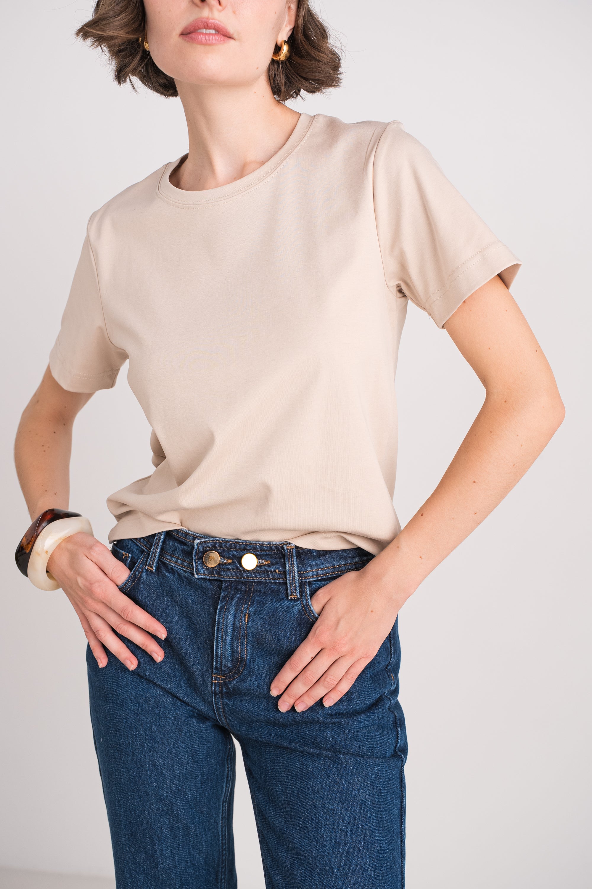 T-shirt col rond 100% coton premium manches courtes