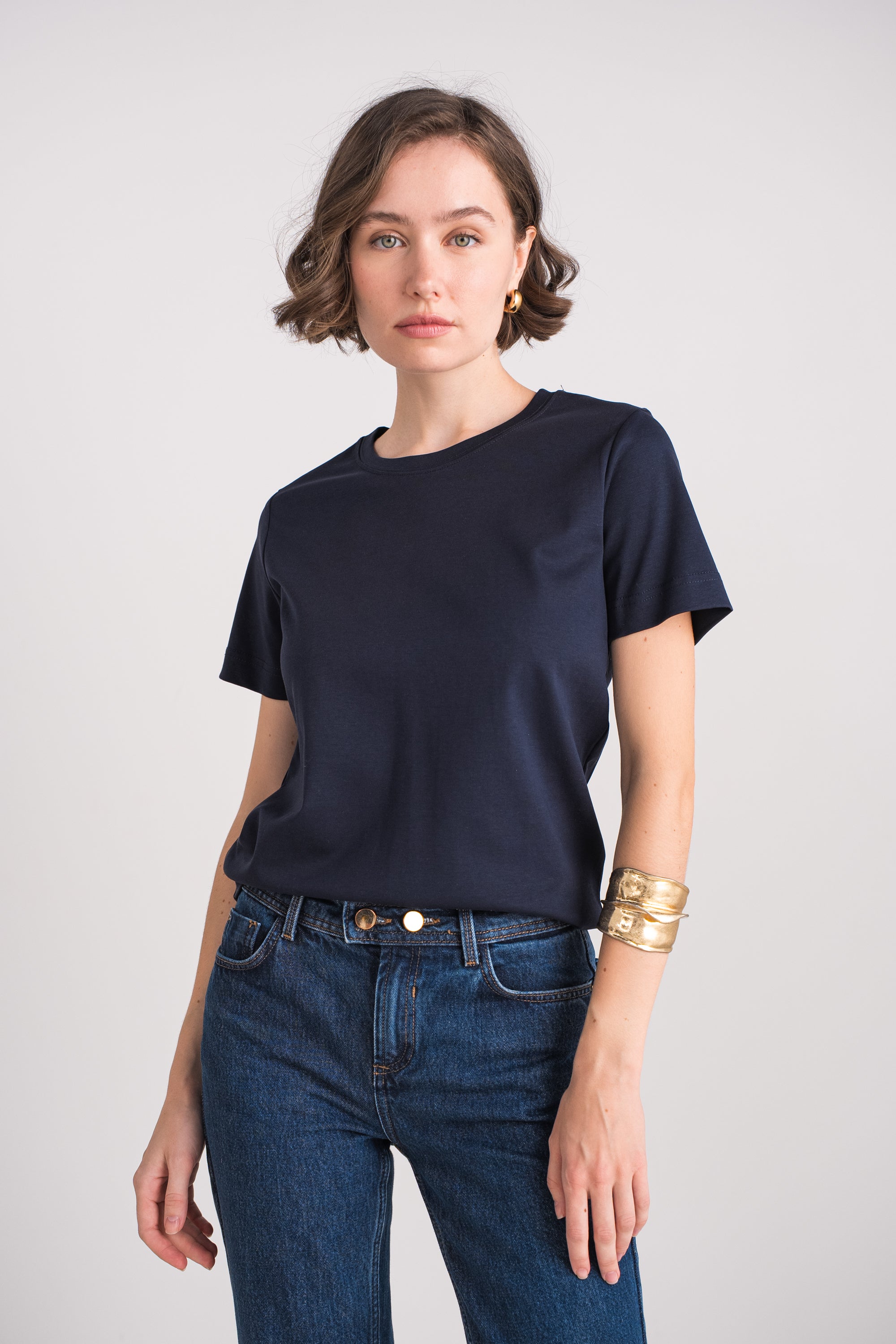 T-shirt col rond 100% coton premium manches courtes