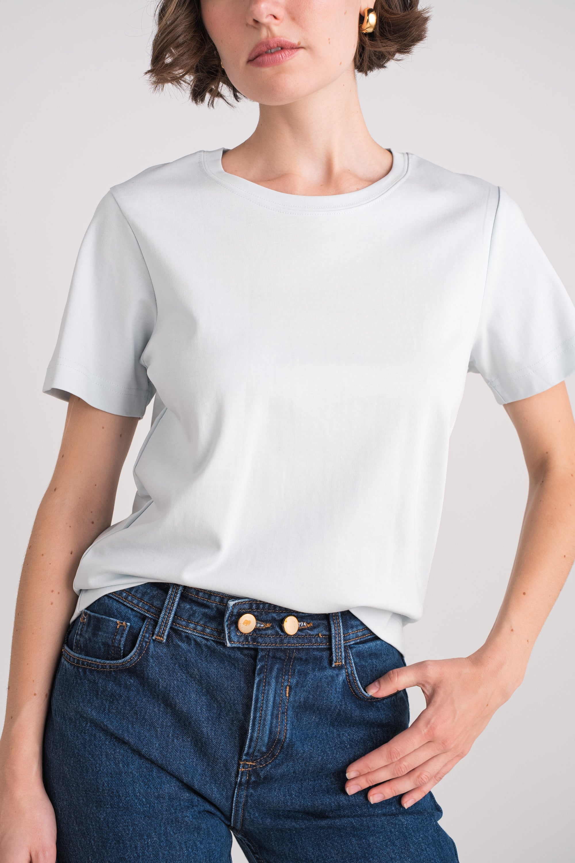 T-shirt col rond 100% coton premium manches courtes