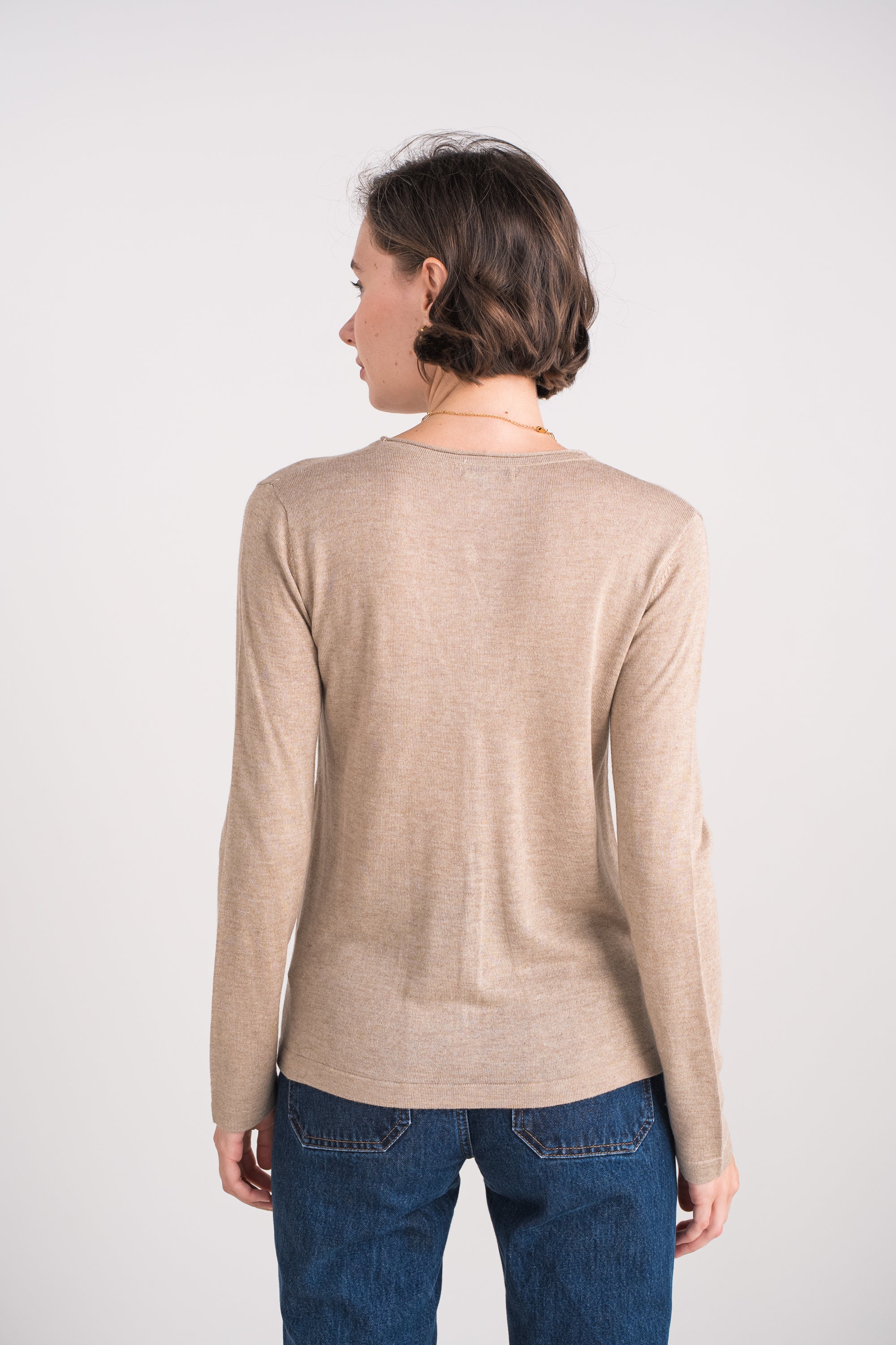 Gilet col V en soie et cachemire