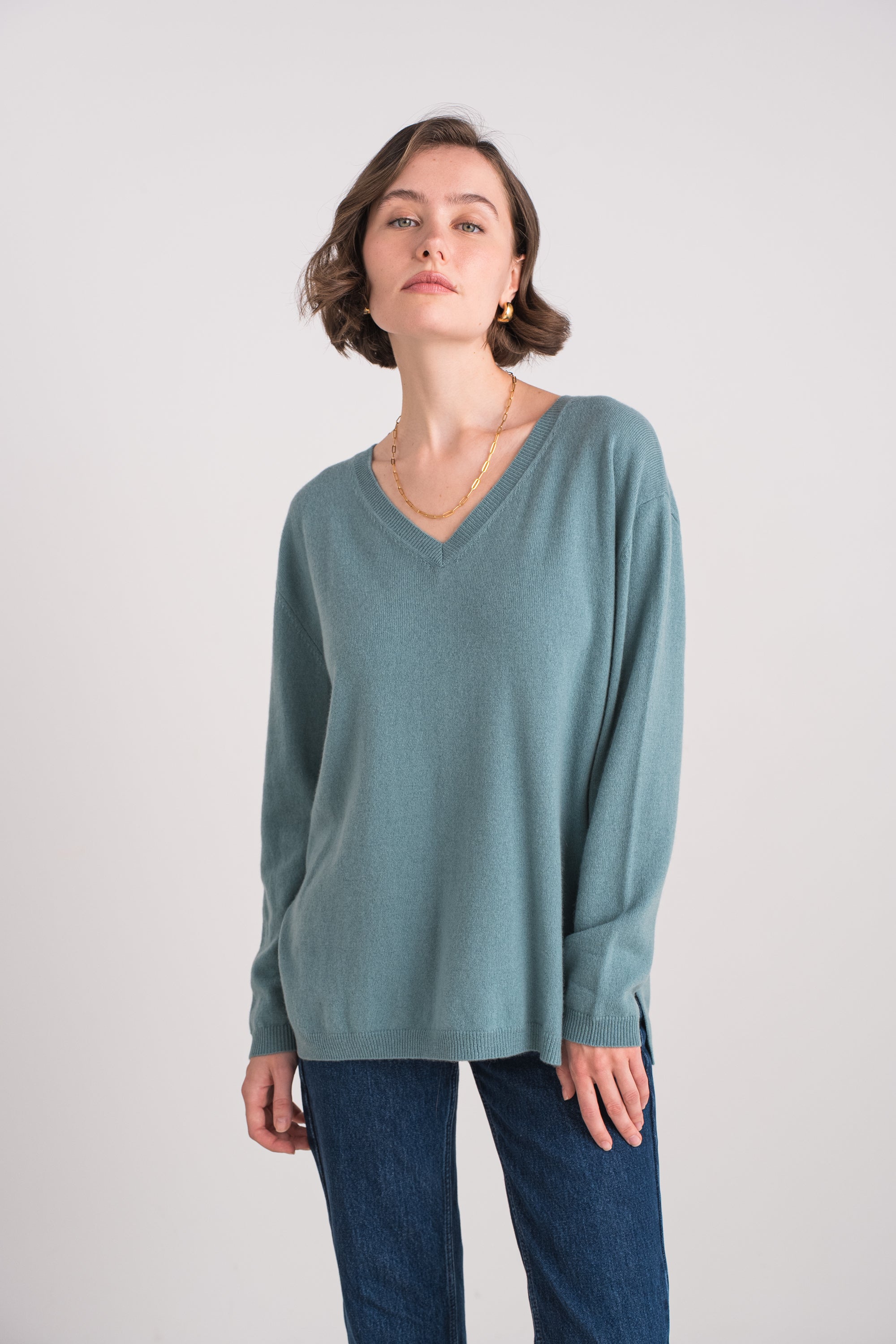 Pull V oversize en cachemire