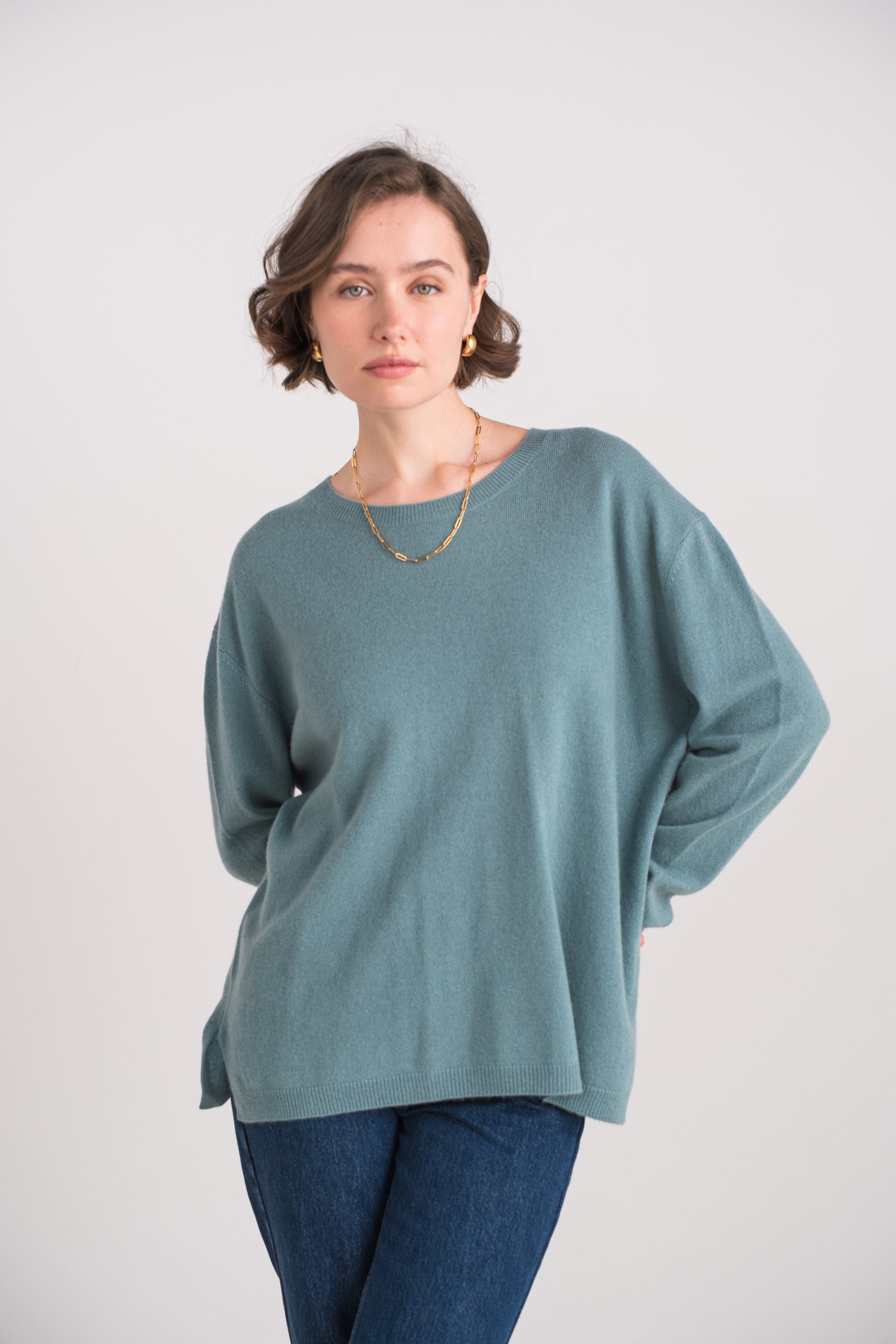 Pull col rond oversize en cachemire
