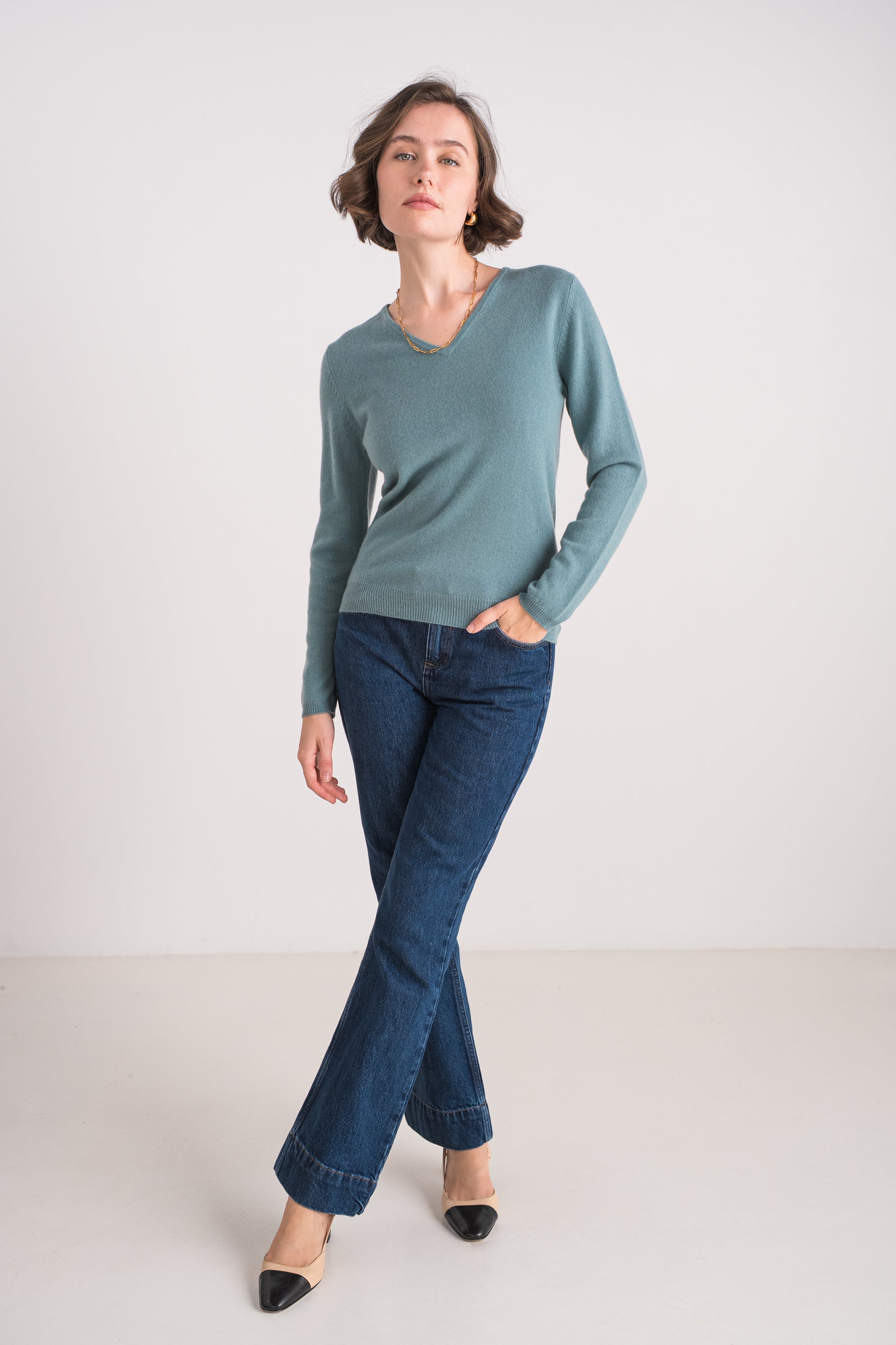 Pull col V en cachemire