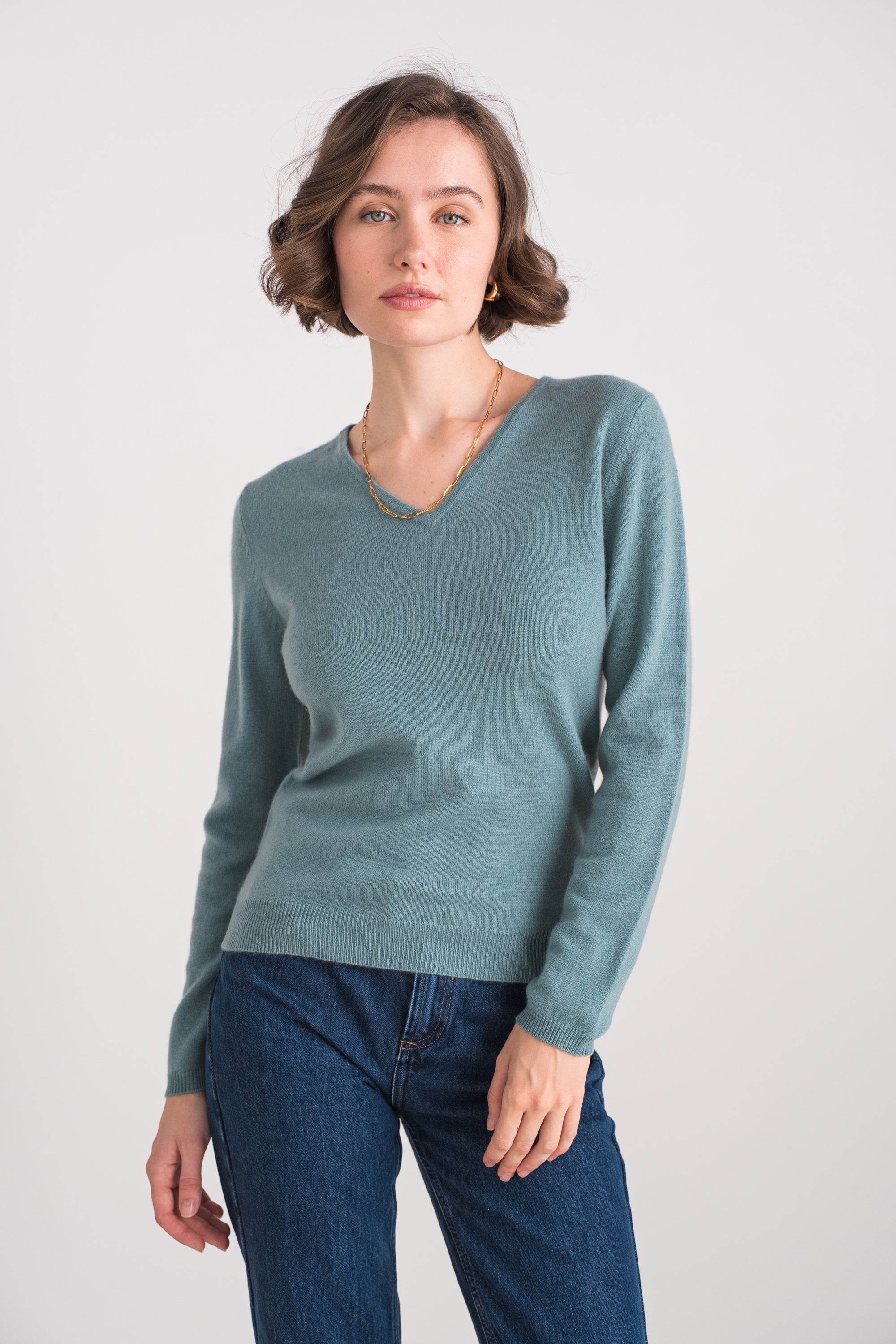 Pull col V en cachemire