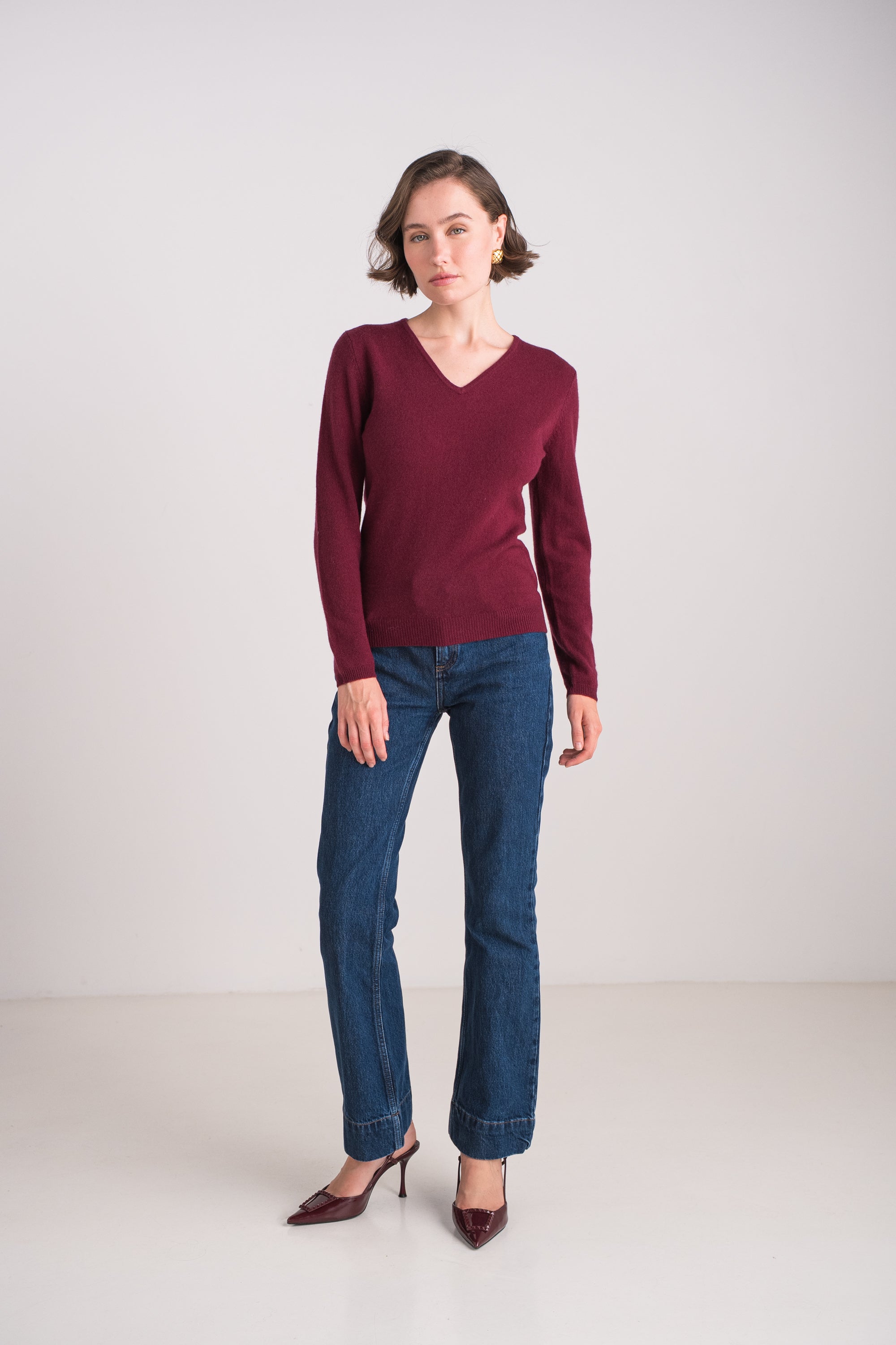 Pull col V en cachemire