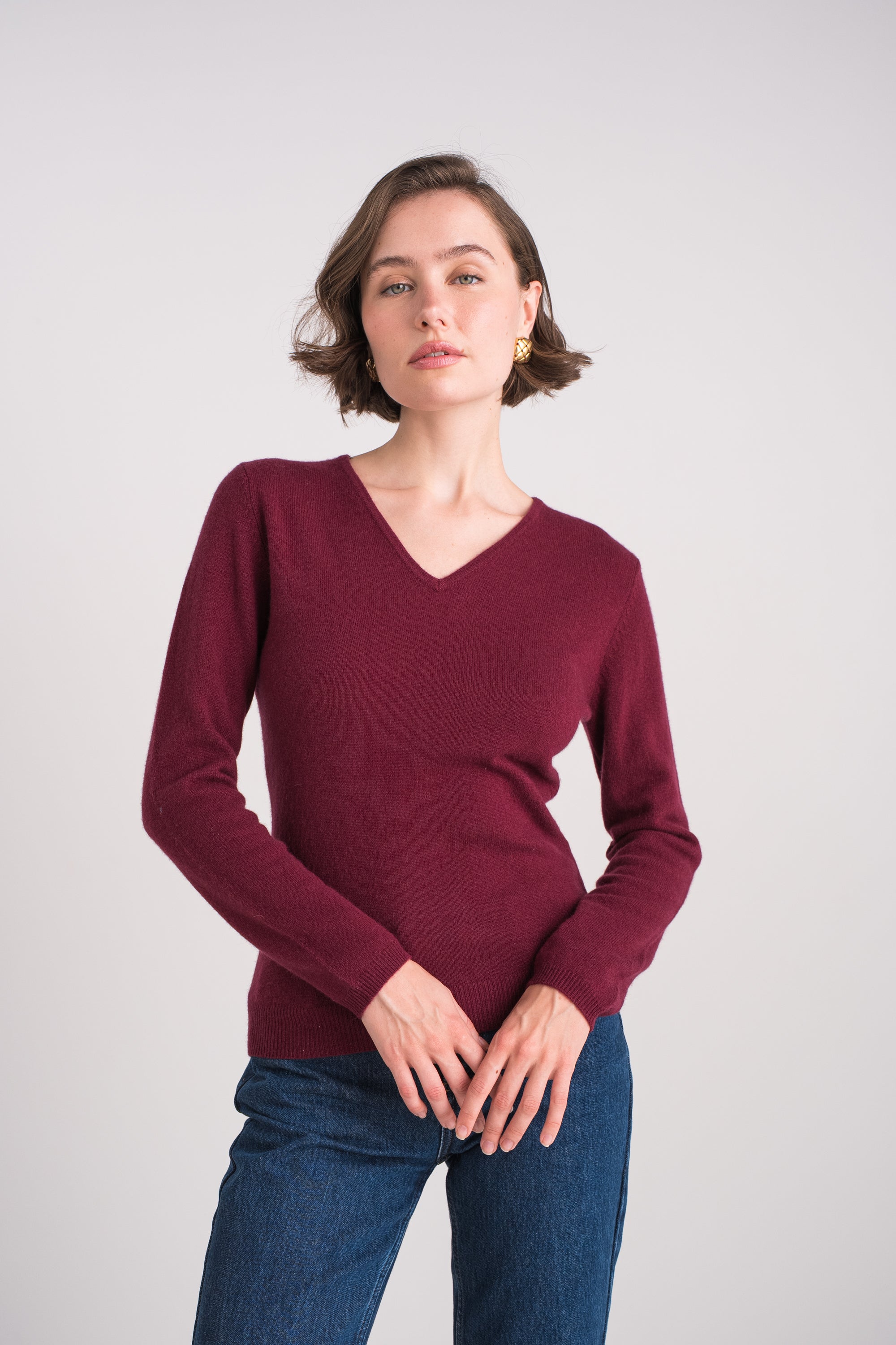 Pull col V en cachemire