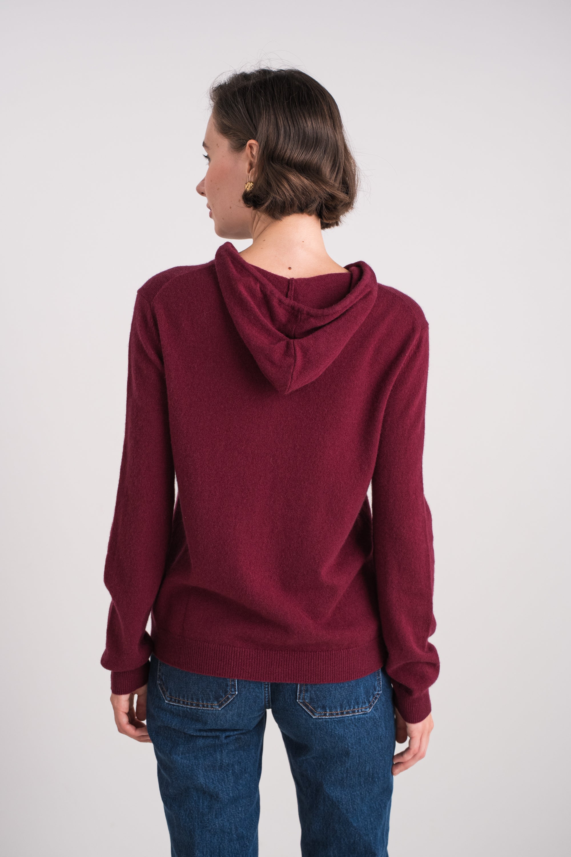 Gilet zippé à capuche en cachemire