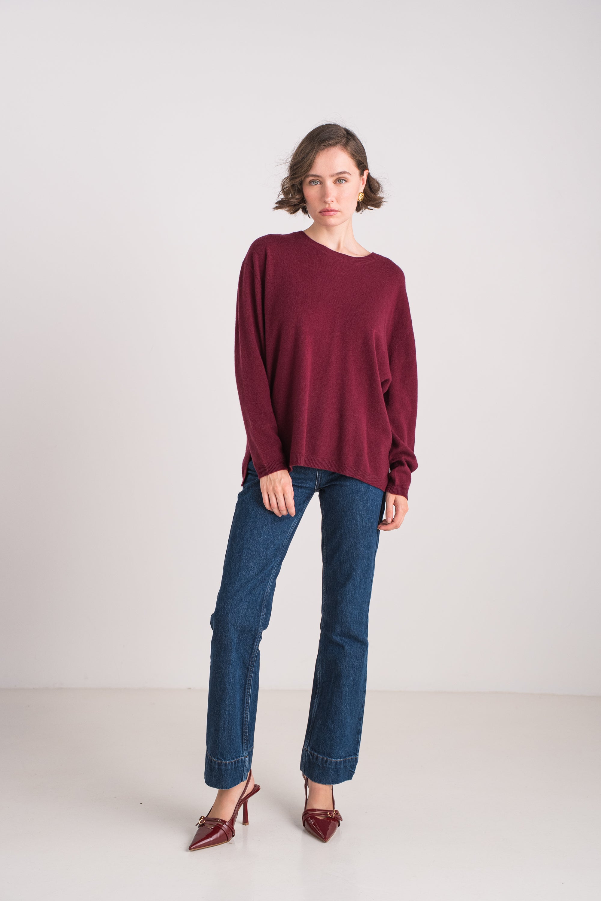 Pull col rond oversize en cachemire