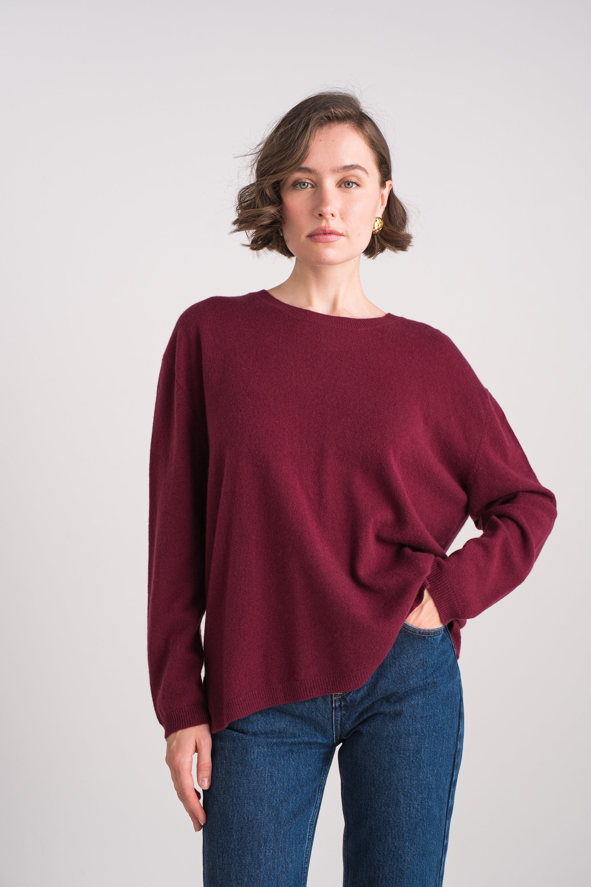 Pull col rond oversize en cachemire
